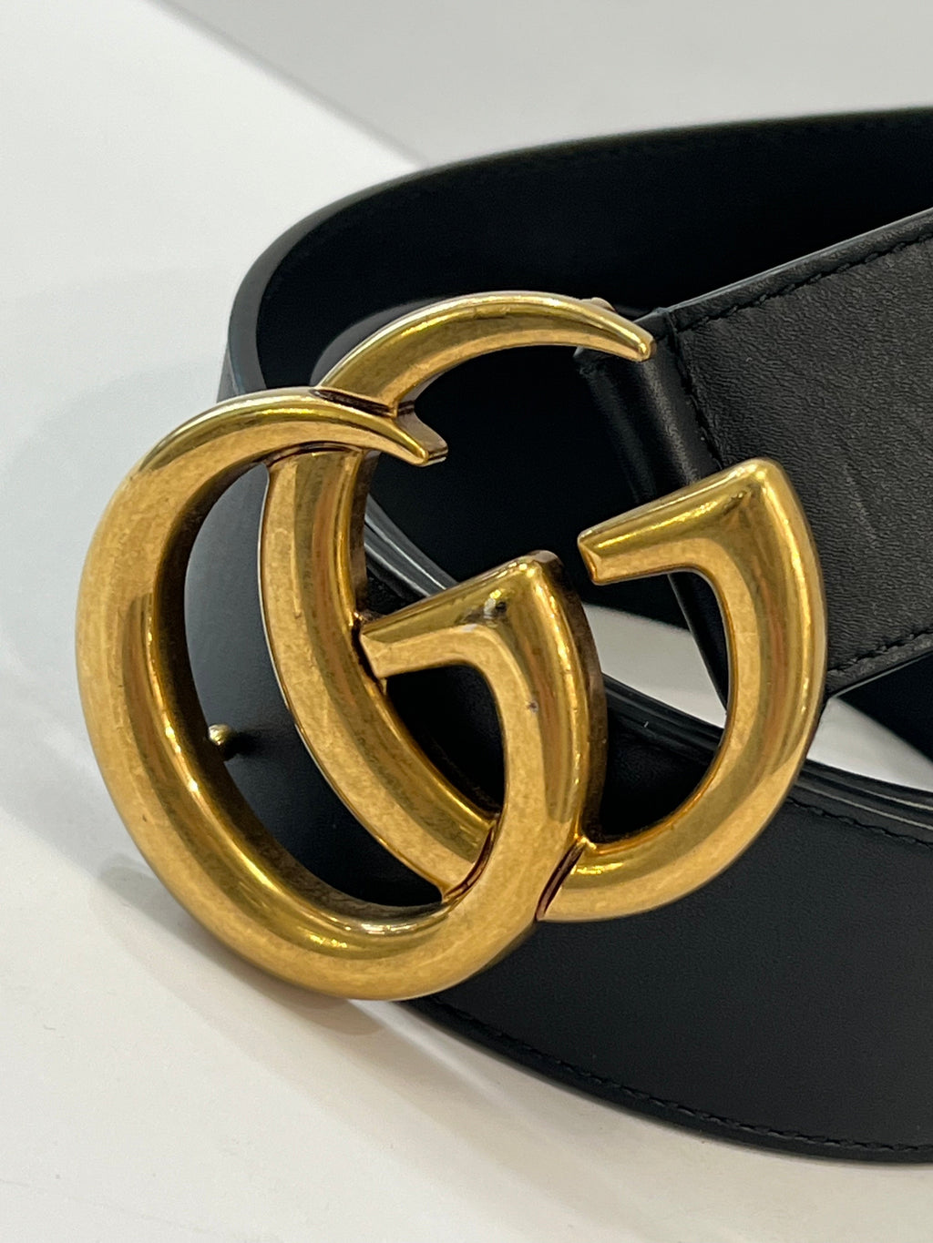 GUCCI GG MARMONT DOUBLE G CALFSKIN LEATHER BELT