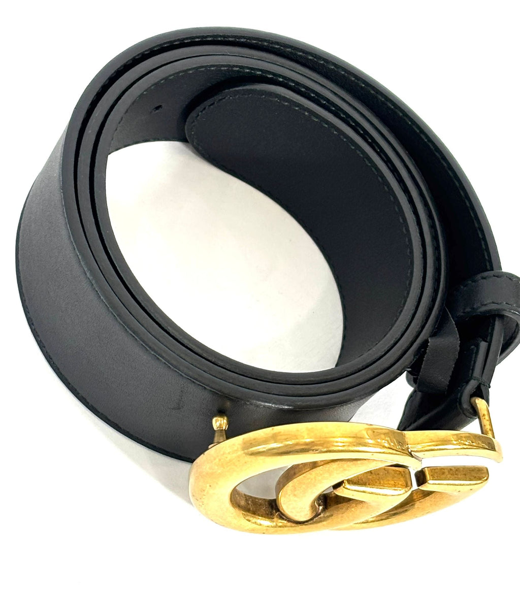 GUCCI GG MARMONT DOUBLE G CALFSKIN LEATHER BELT