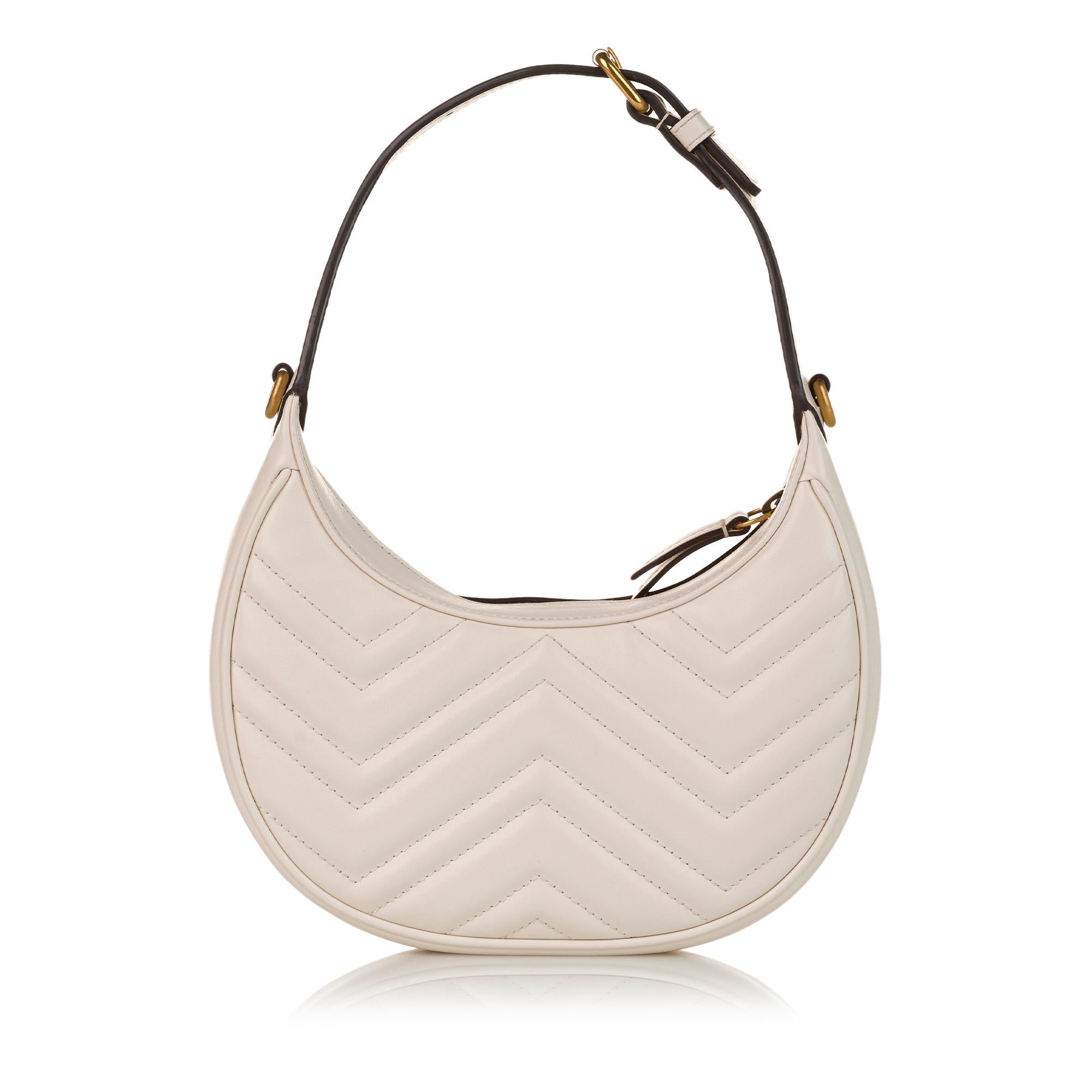 Gucci GG Marmont Half Moon Shaped Matelasse Leather Satchel (SHG-34298)