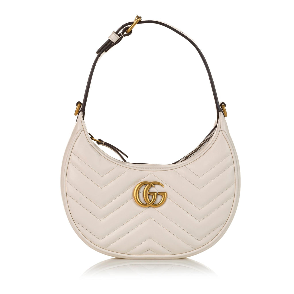 Gucci GG Marmont Half Moon Shaped Matelasse Leather Satchel (SHG-34298)