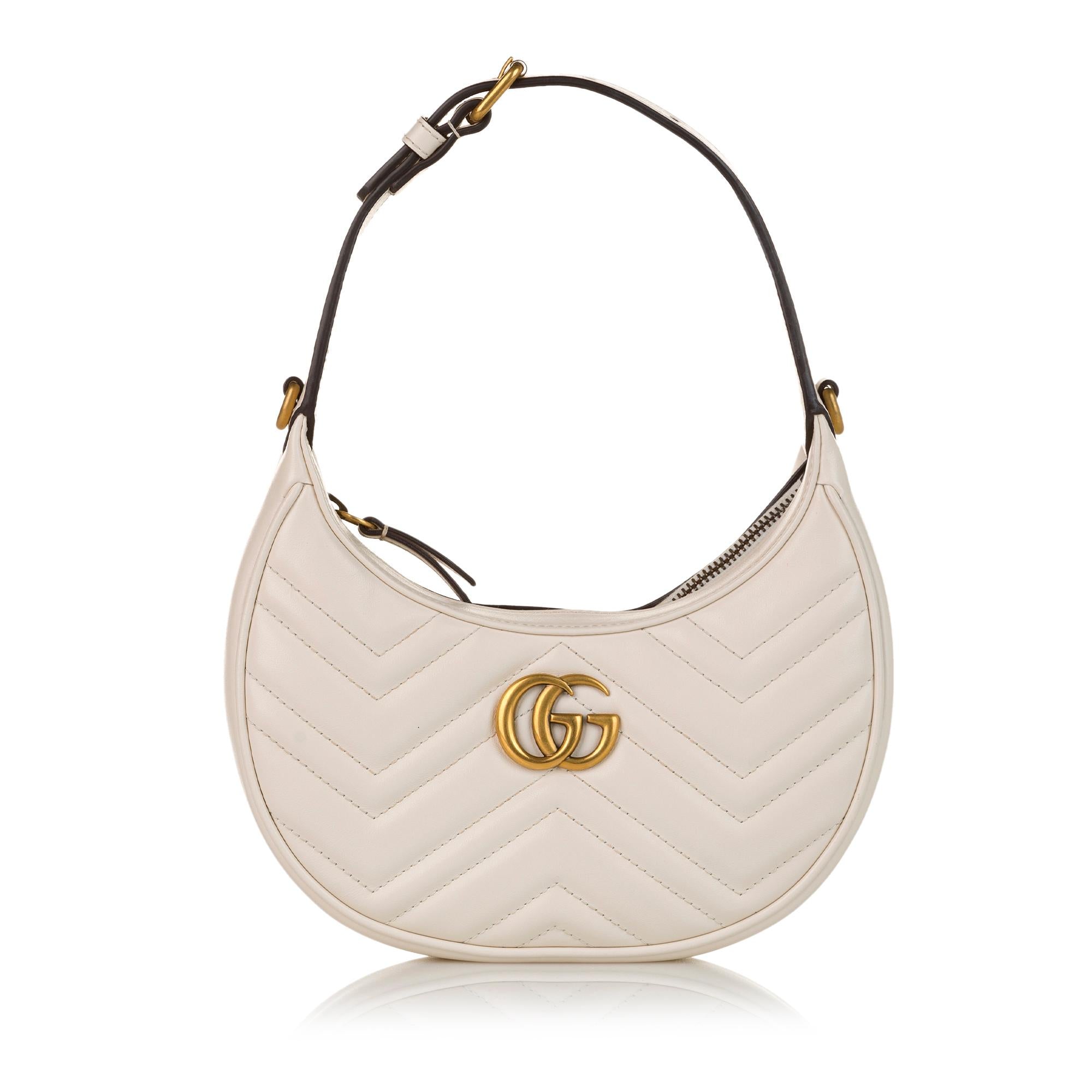 Gucci GG Marmont Half Moon Shaped Matelasse Leather Satchel (SHG-34298)