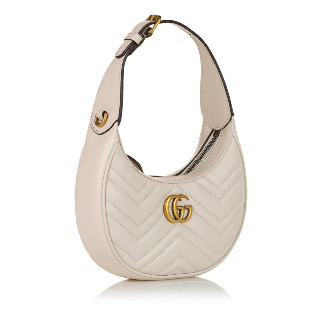Gucci GG Marmont Half Moon Shaped Matelasse Leather Satchel (SHG-34298)
