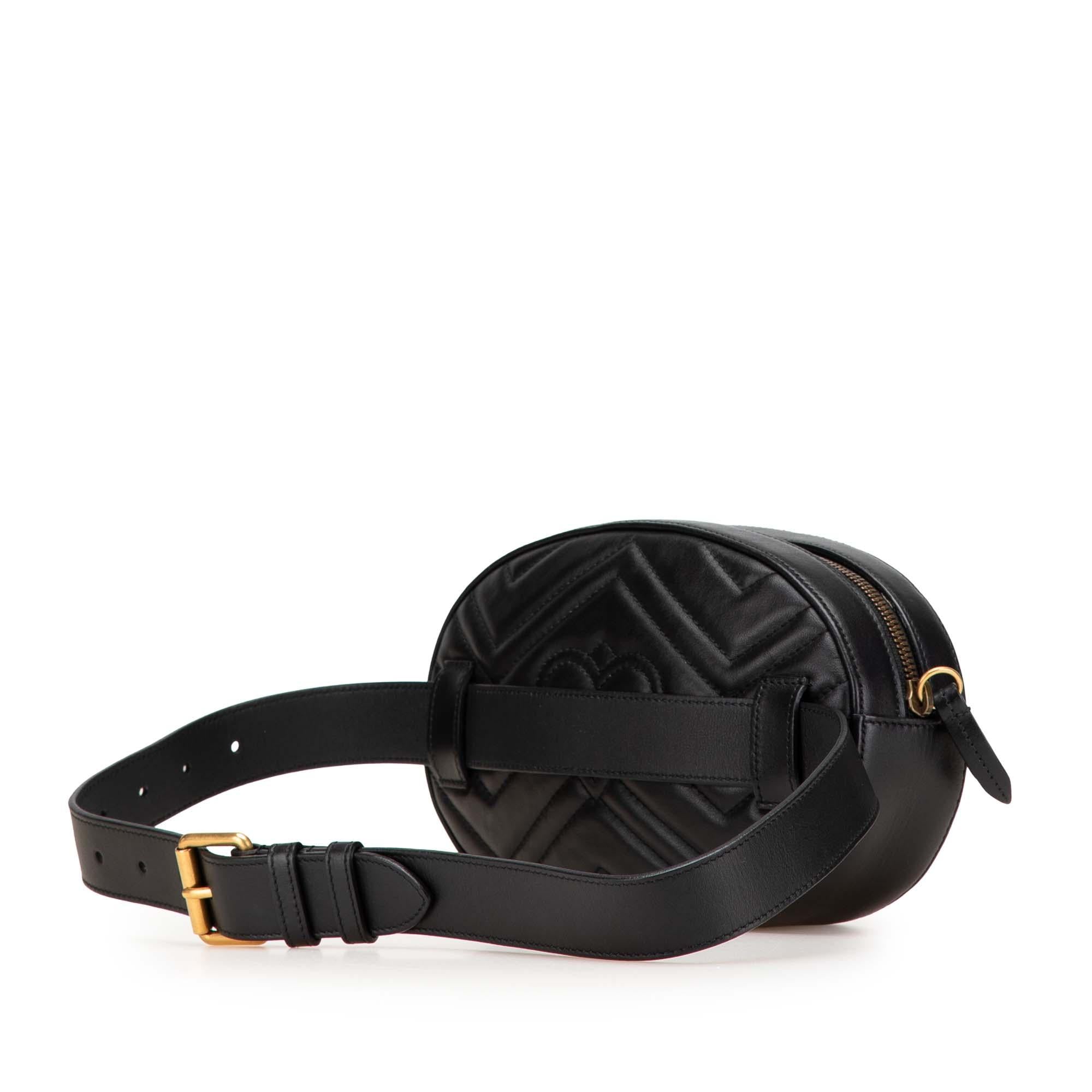 Gucci GG Marmont Matelasse Leather Animalier Belt Bag