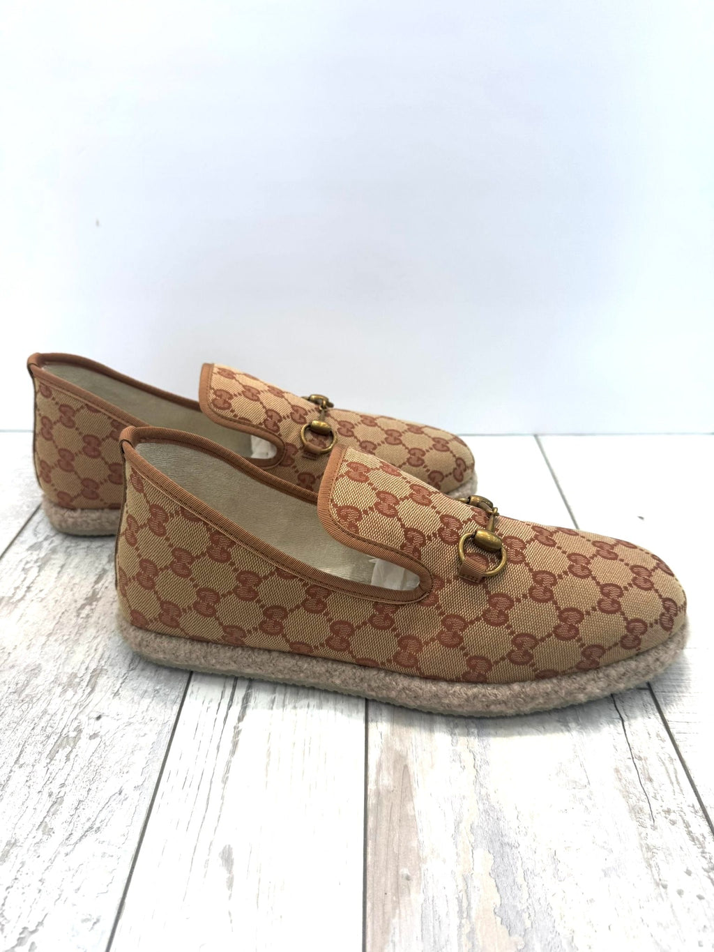 GUCCI GG MONOGRAM MEN'S FRIA HORSEBIT LOAFERS