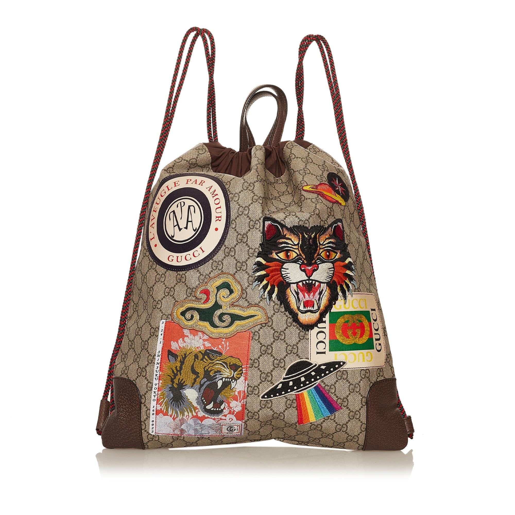 Gucci GG Supreme Courrier Drawstring Backpack (SHG-29536)