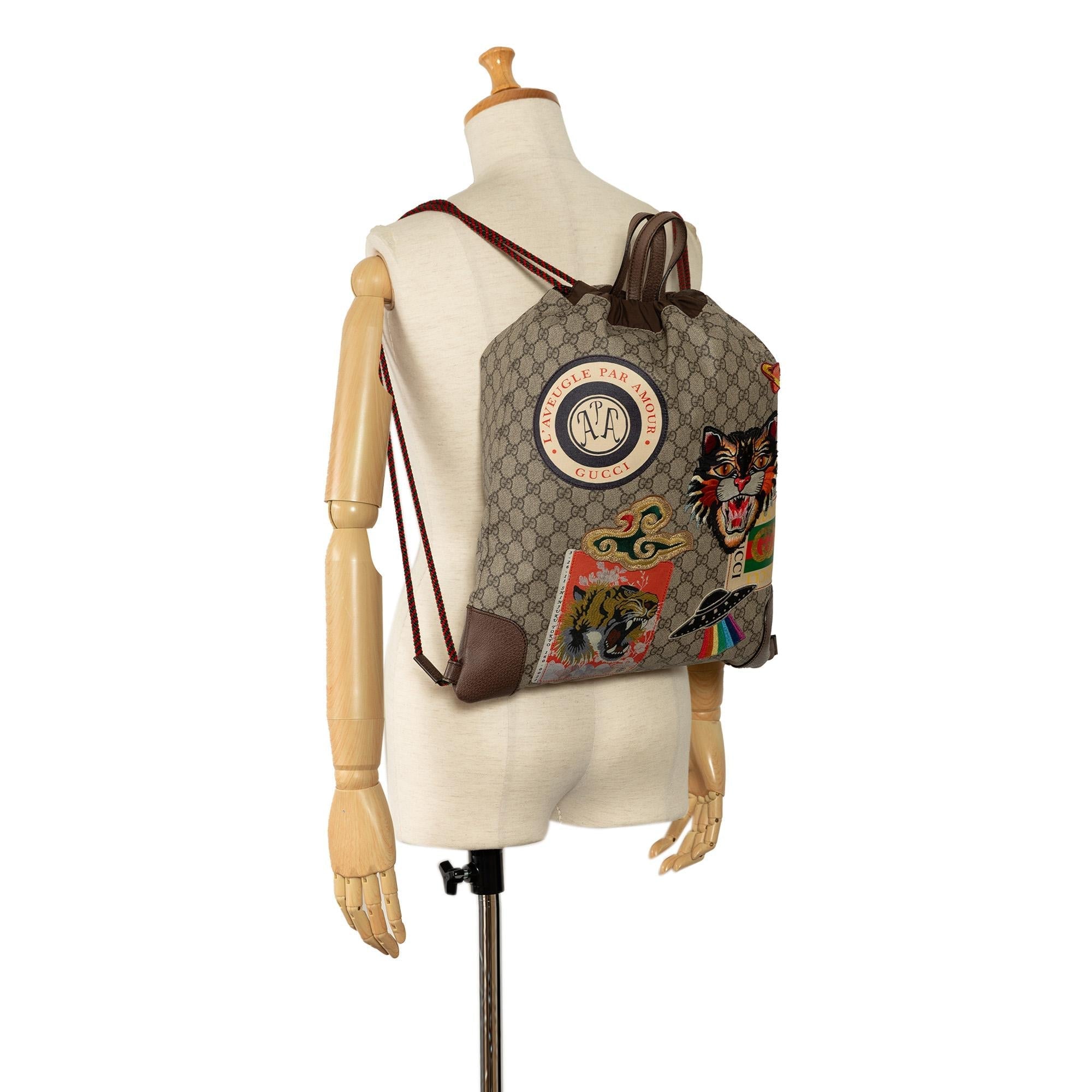 Gucci GG Supreme Courrier Drawstring Backpack (SHG-qBcRPL)