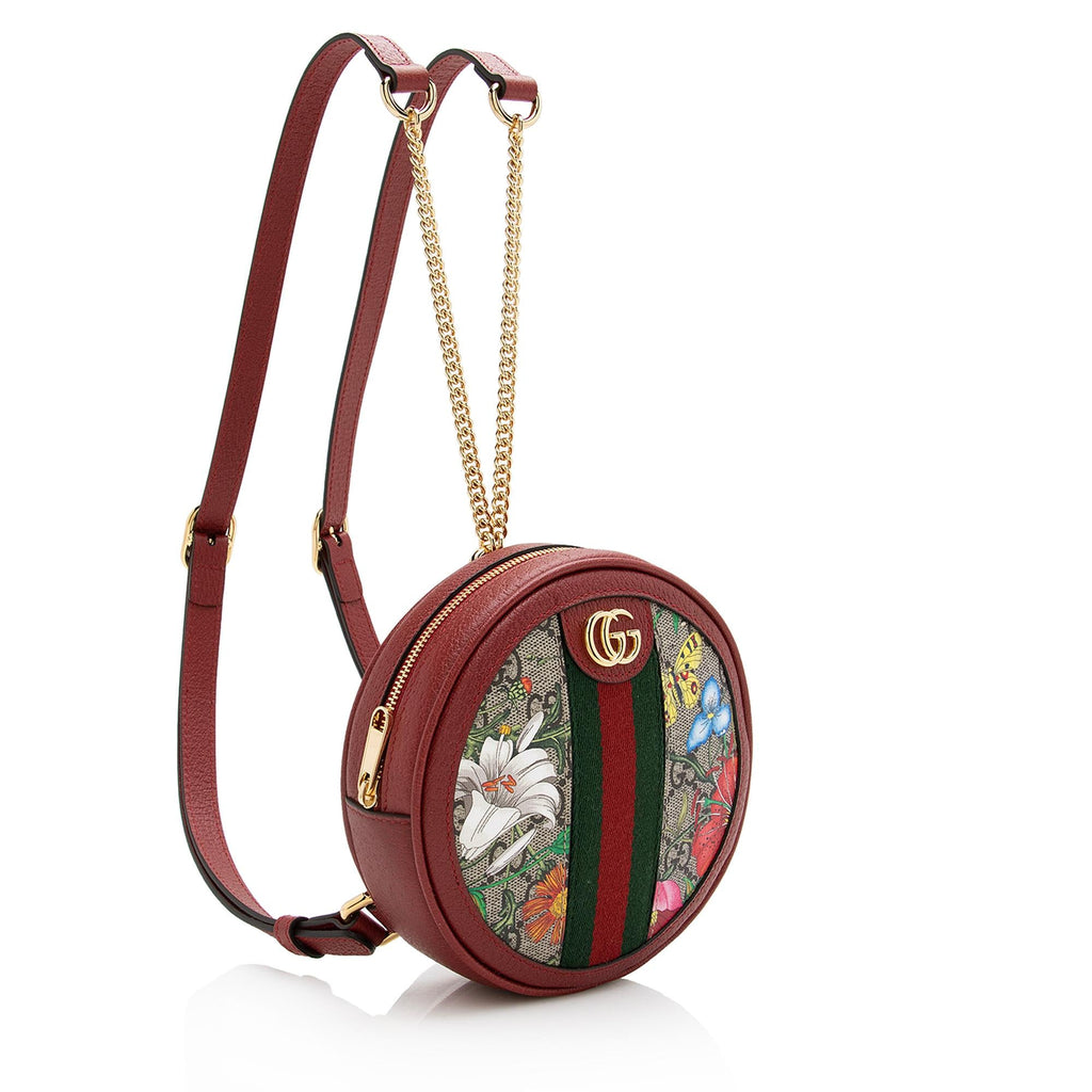 Gucci GG Supreme Flora Ophidia Round Mini Backpack (SHF-22738)
