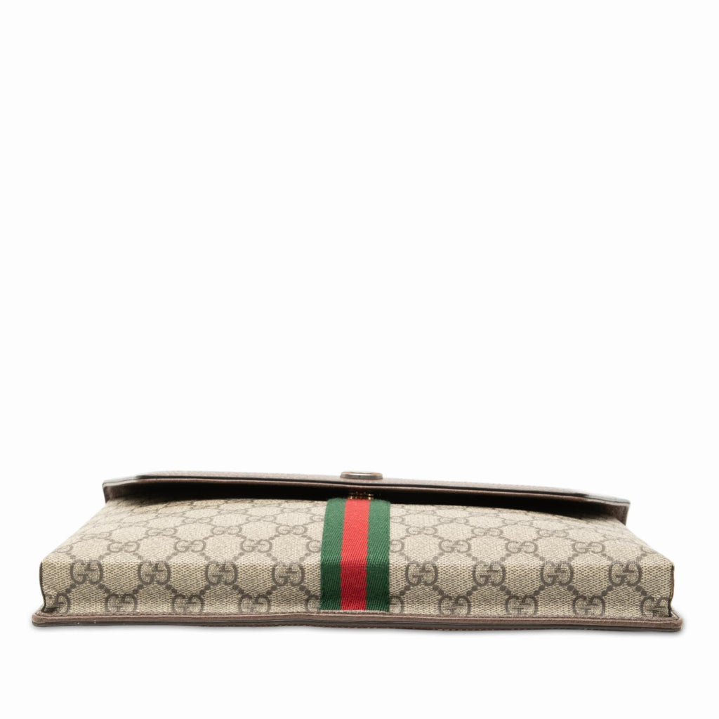 Gucci GG Supreme Web Ophidia Flap Clutch