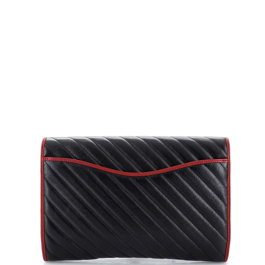 GUCCI MATELASSE LEATHER TORCHON GG MARMONT CLUTCH BAG
