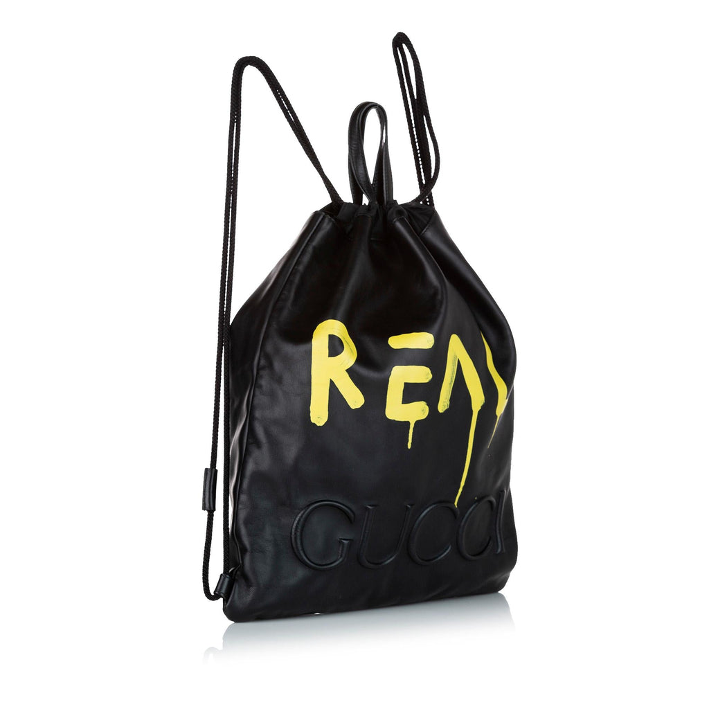 Gucci Gucci Ghost Drawstring Leather Backpack (SHG-32464)