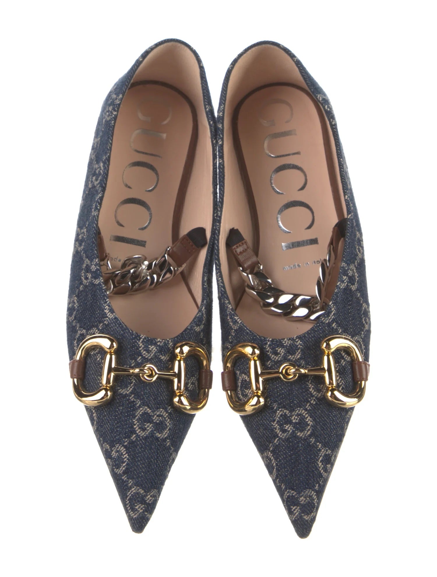 GUCCI DENIM HORSEBIT BALLET FLATS