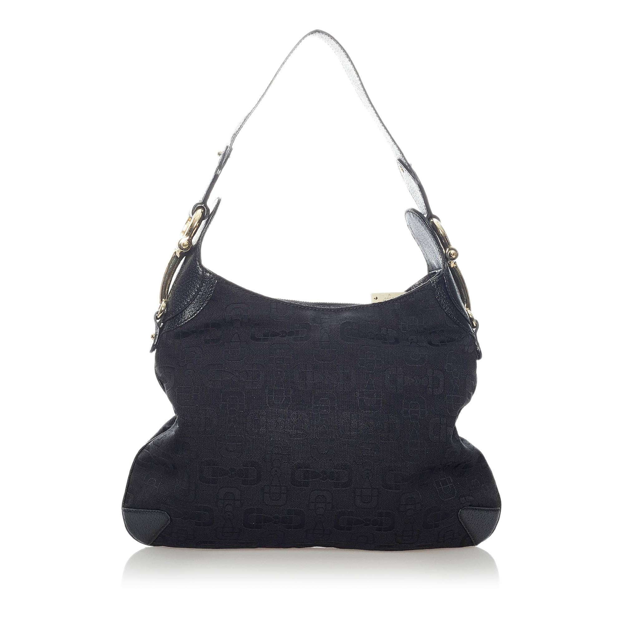 Gucci Horsebit Canvas Creole Shoulder Bag (SHG-33099)