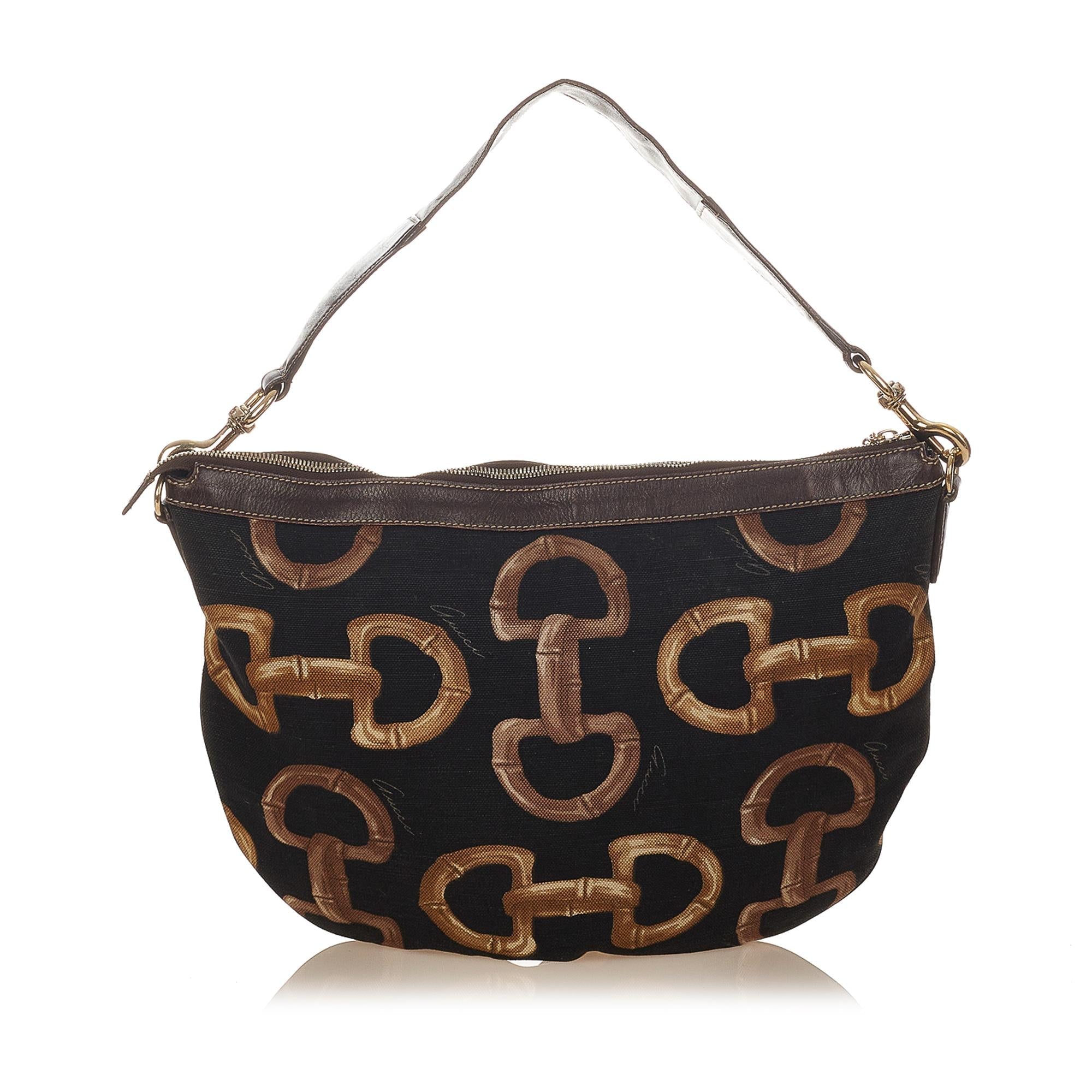 Gucci Horsebit Canvas Hobo Bag (SHG-25696)