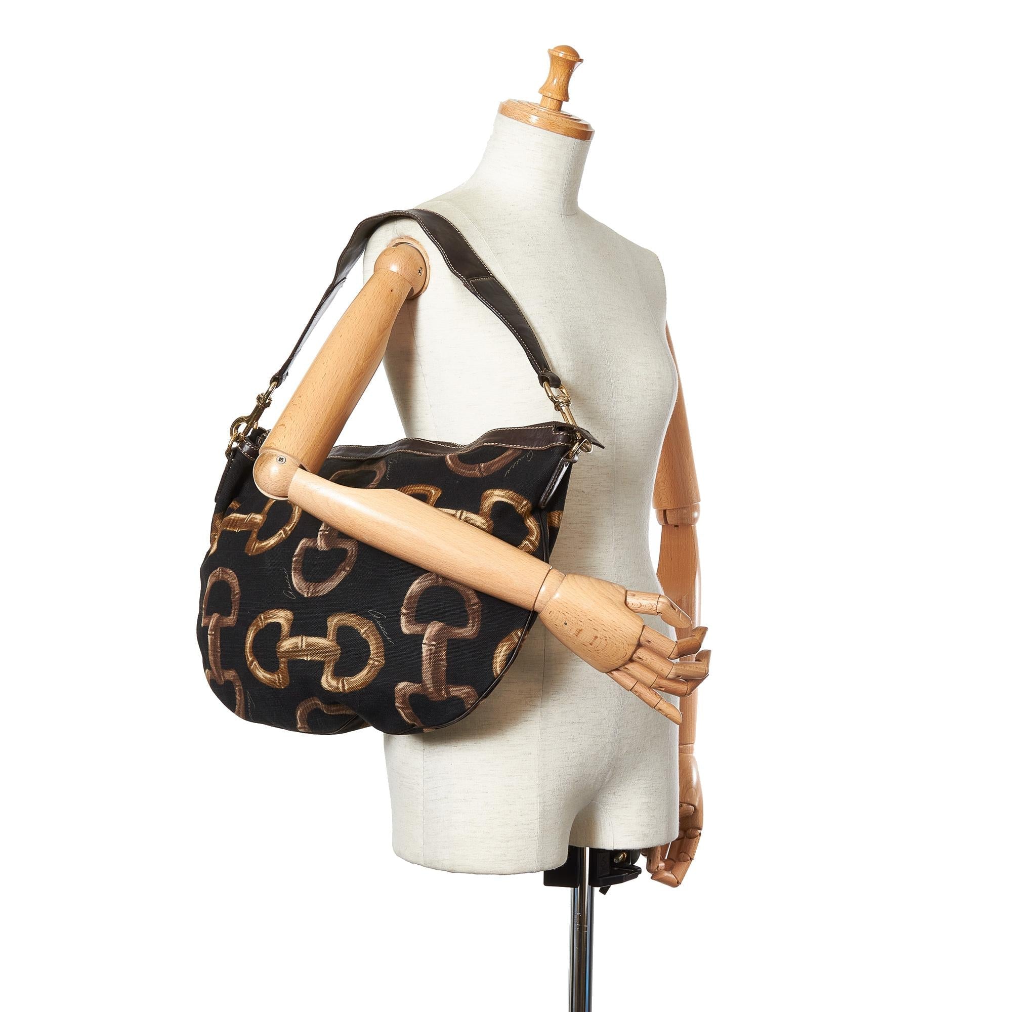 Gucci Horsebit Canvas Hobo Bag (SHG-25696)