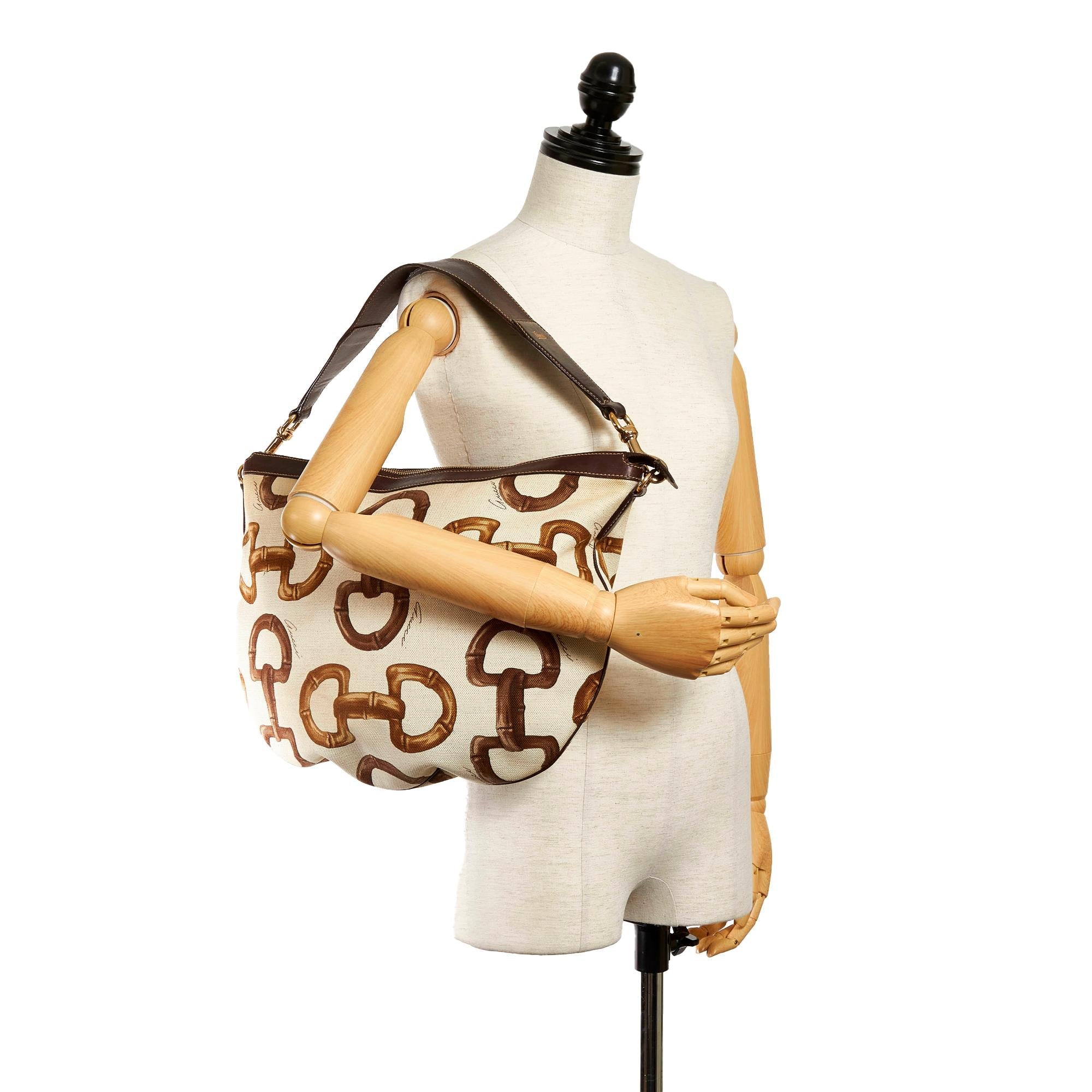 Gucci Horsebit Canvas Hobo Bag (SHG-30157)