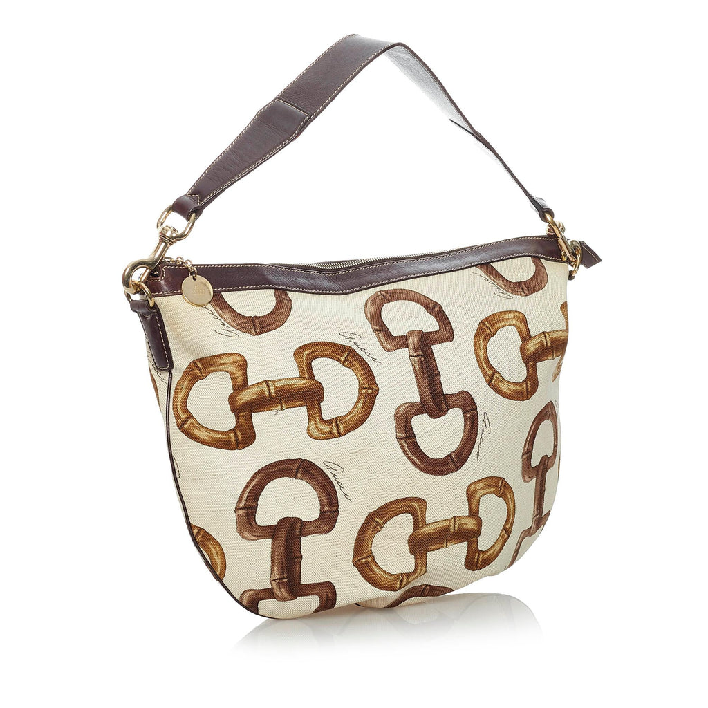 Gucci Horsebit Canvas Hobo Bag (SHG-30157)