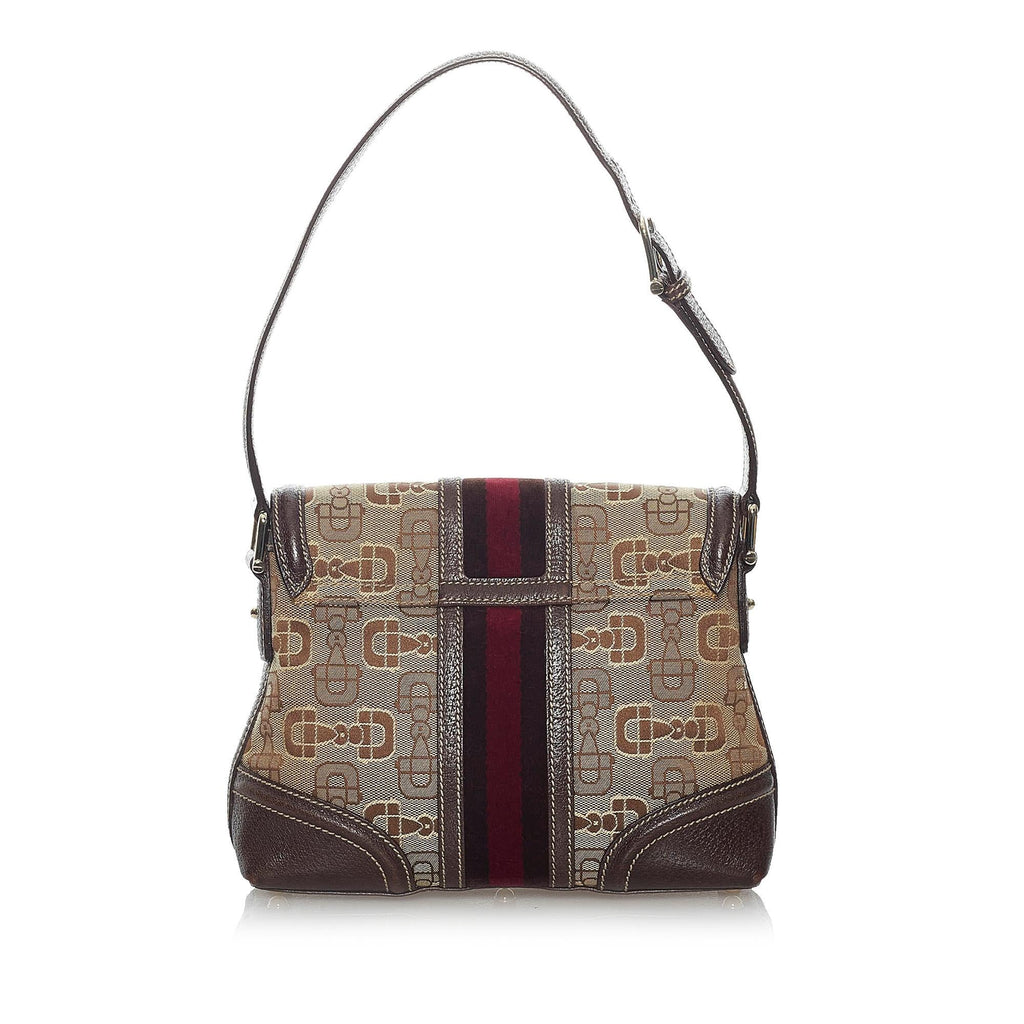 Gucci Horsebit Canvas Web Treasure Shoulder Bag (SHG-29348)