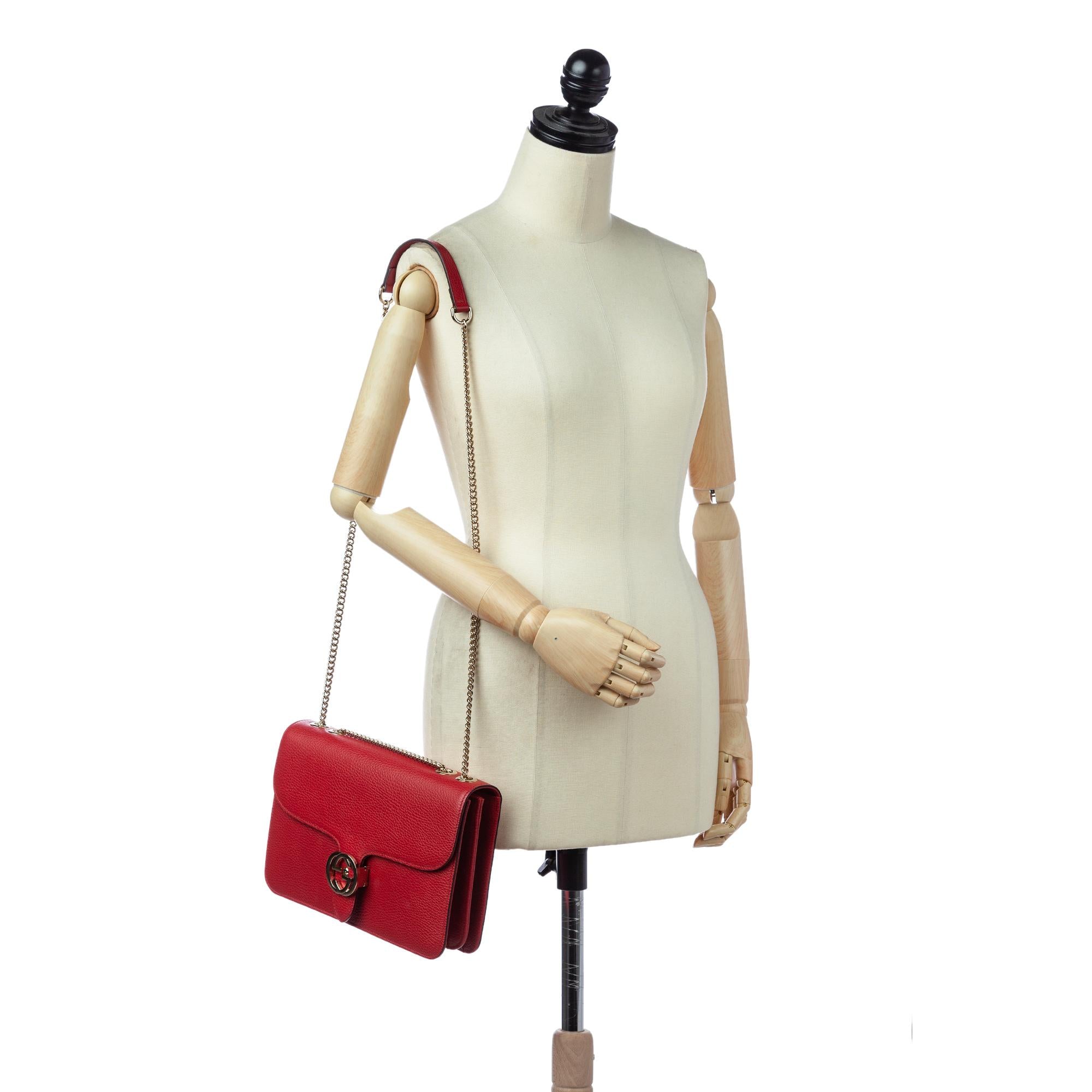 Gucci Interlocking G Chain Leather Crossbody Bag (SHG-30083)