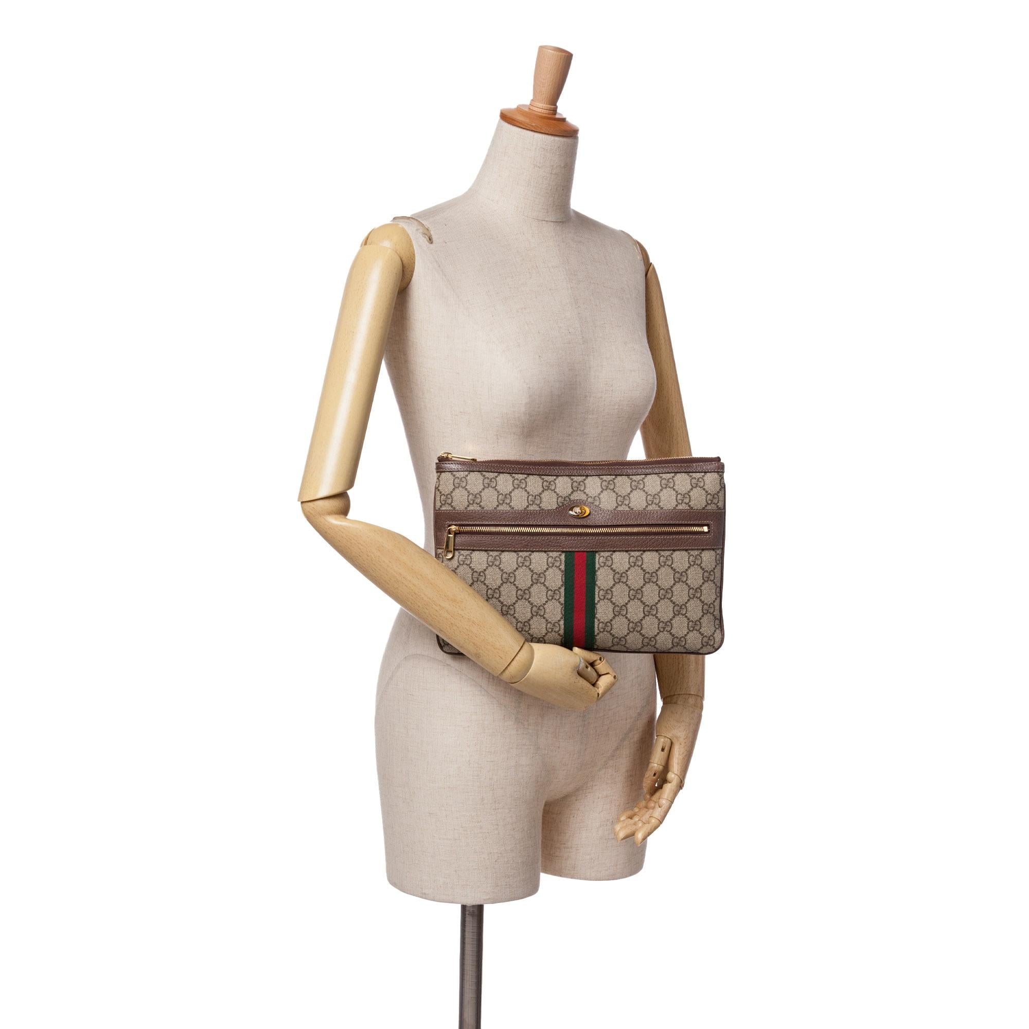 Gucci Large GG Supreme Ophidia Web Clutch