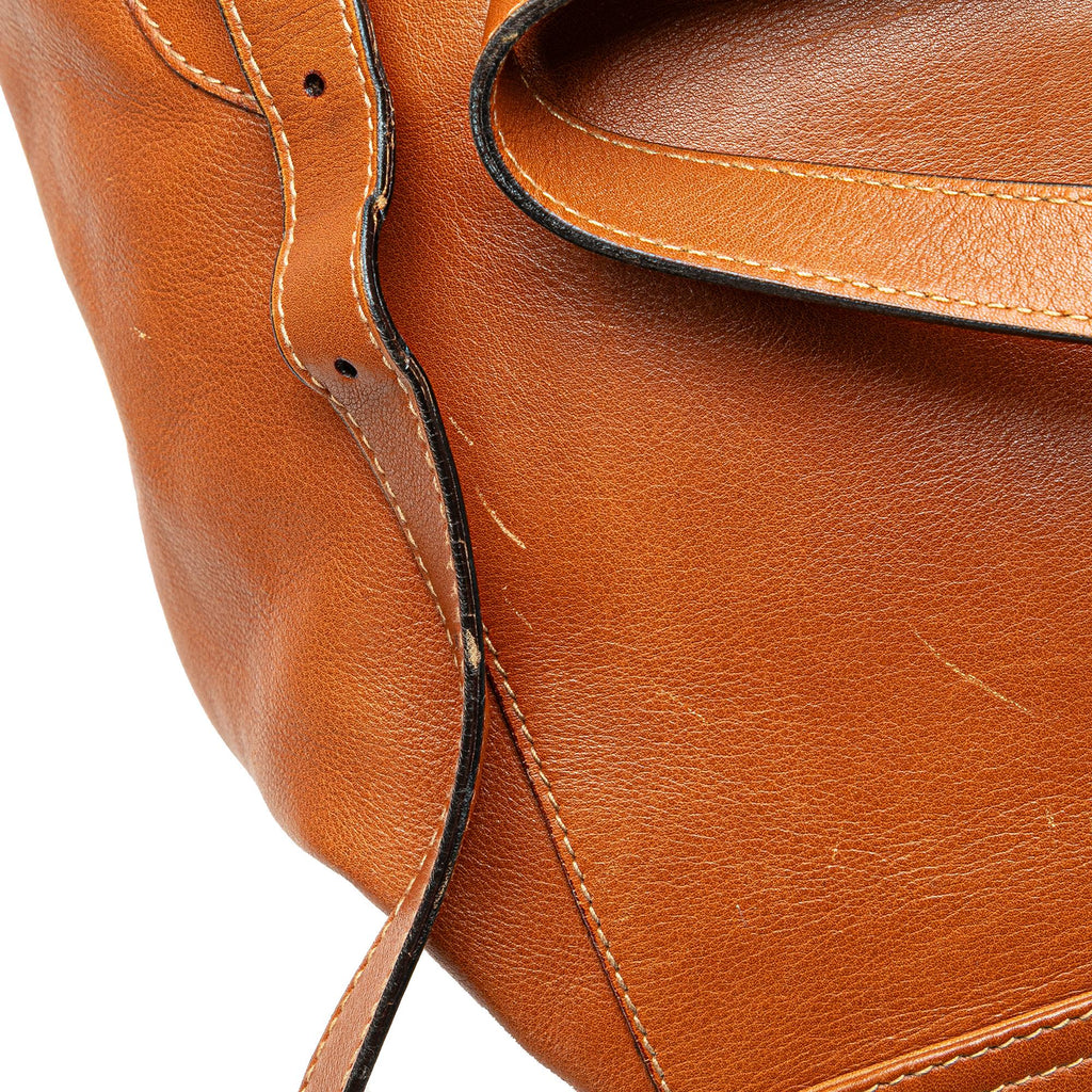 Gucci Leather Bamboo Drawstring Backpack