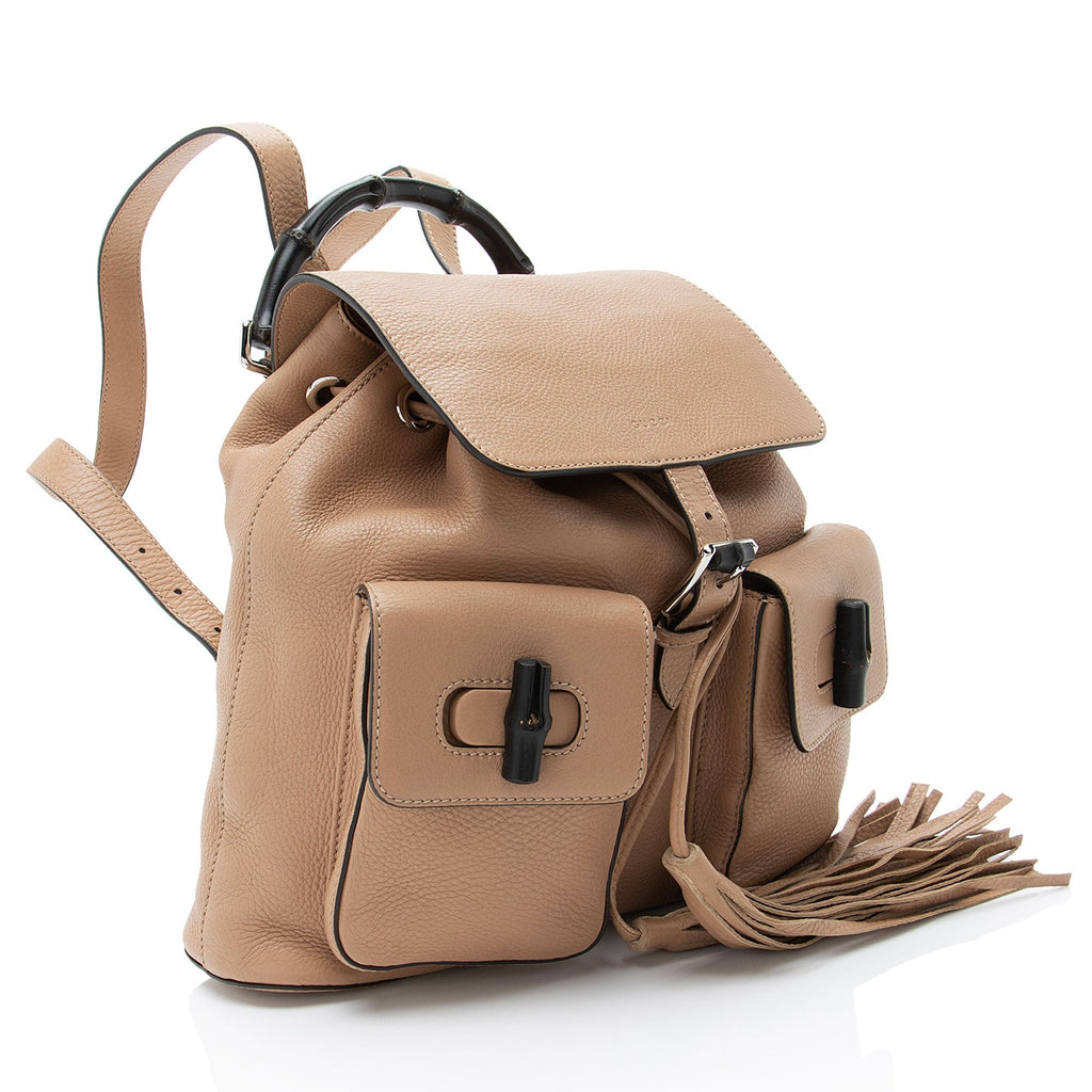 Gucci Leather Bamboo Medium Backpack