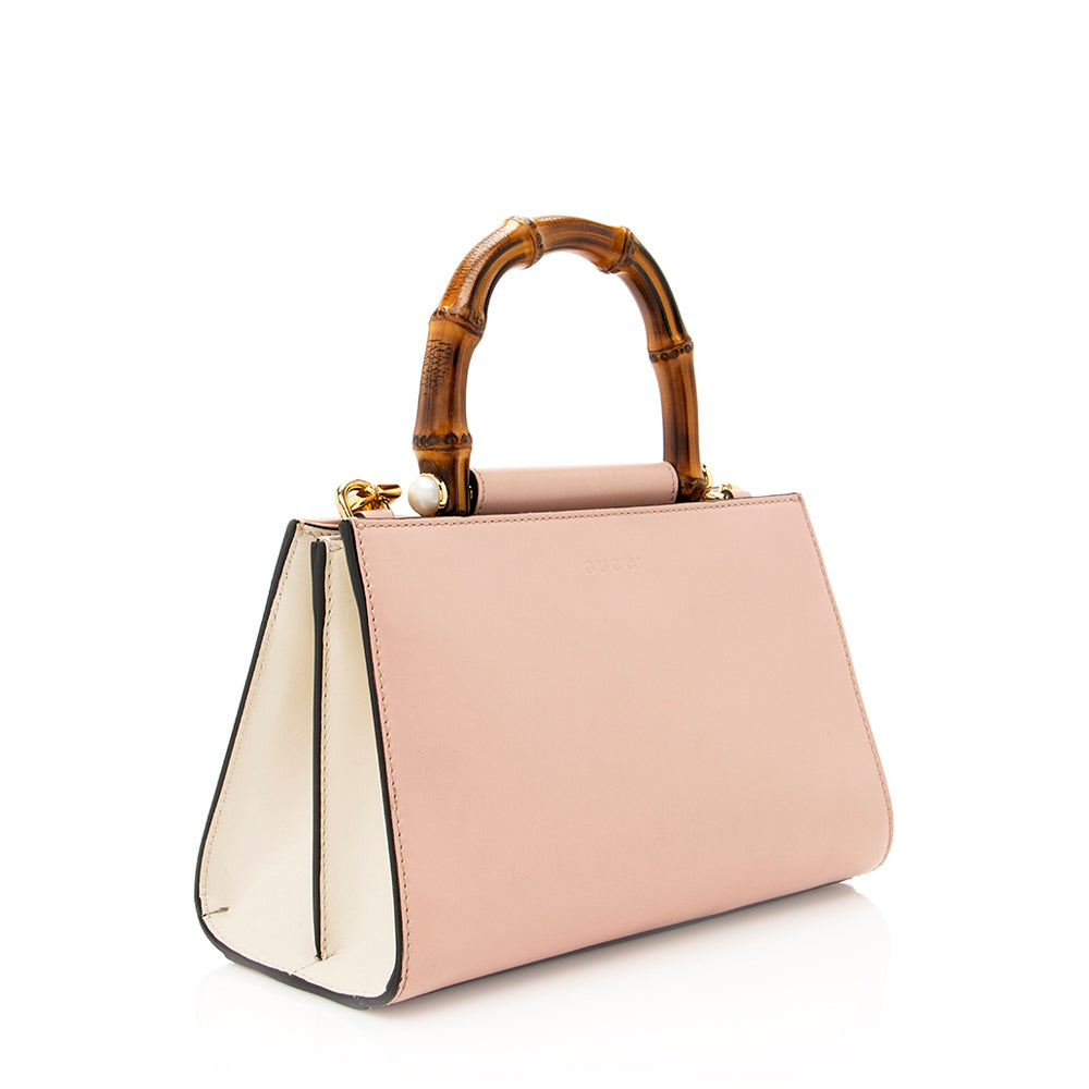 Gucci Leather Bamboo Nymphaea Top Handle Small Tote (SHF-19511)