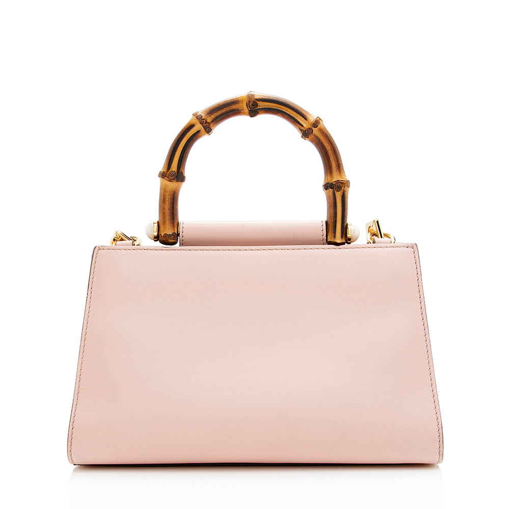 Gucci Leather Bamboo Nymphaea Top Handle Small Tote (SHF-20538)