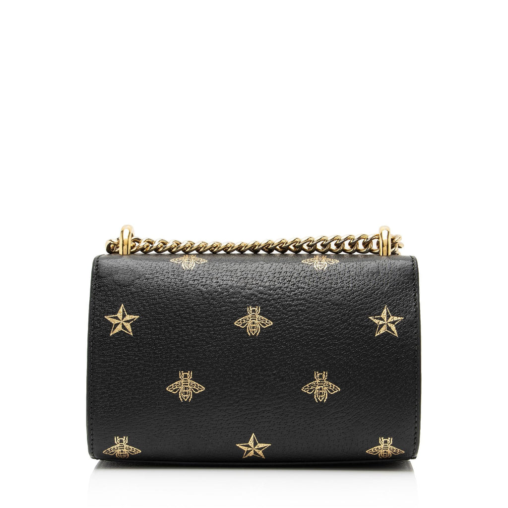 Gucci Leather Bee & Star Padlock Mini Shoulder Bag (SHF-23887)