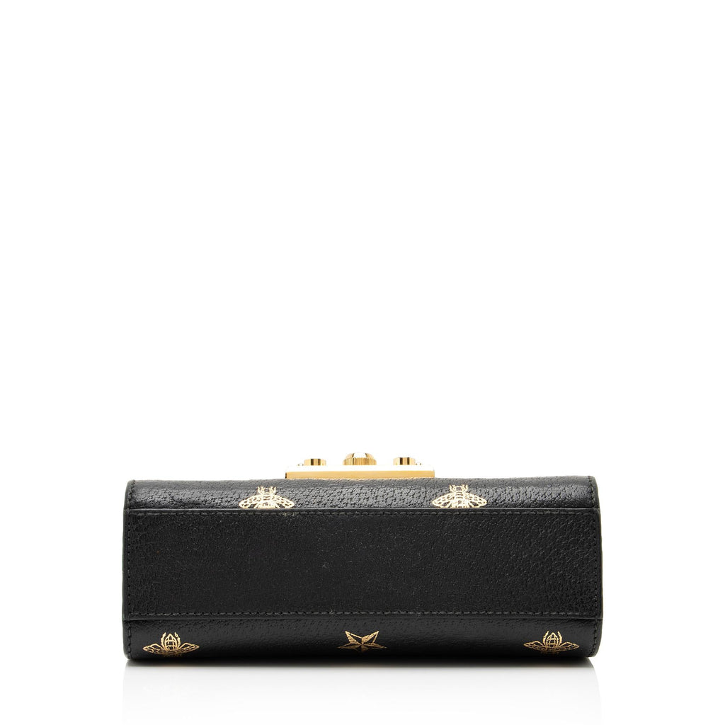 Gucci Leather Bee & Star Padlock Mini Shoulder Bag (SHF-23887)
