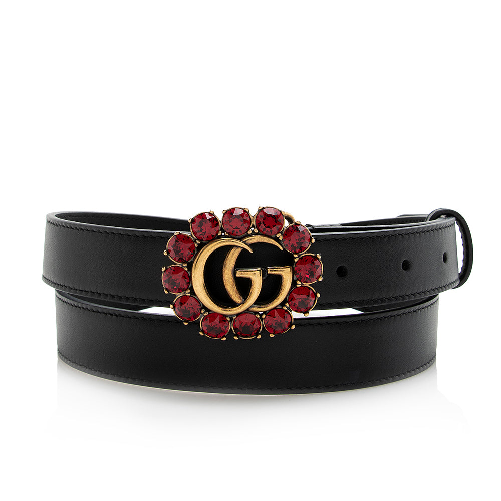 Gucci Leather Crystal GG Belt - Size 38 / 95 (SHF-21579)
