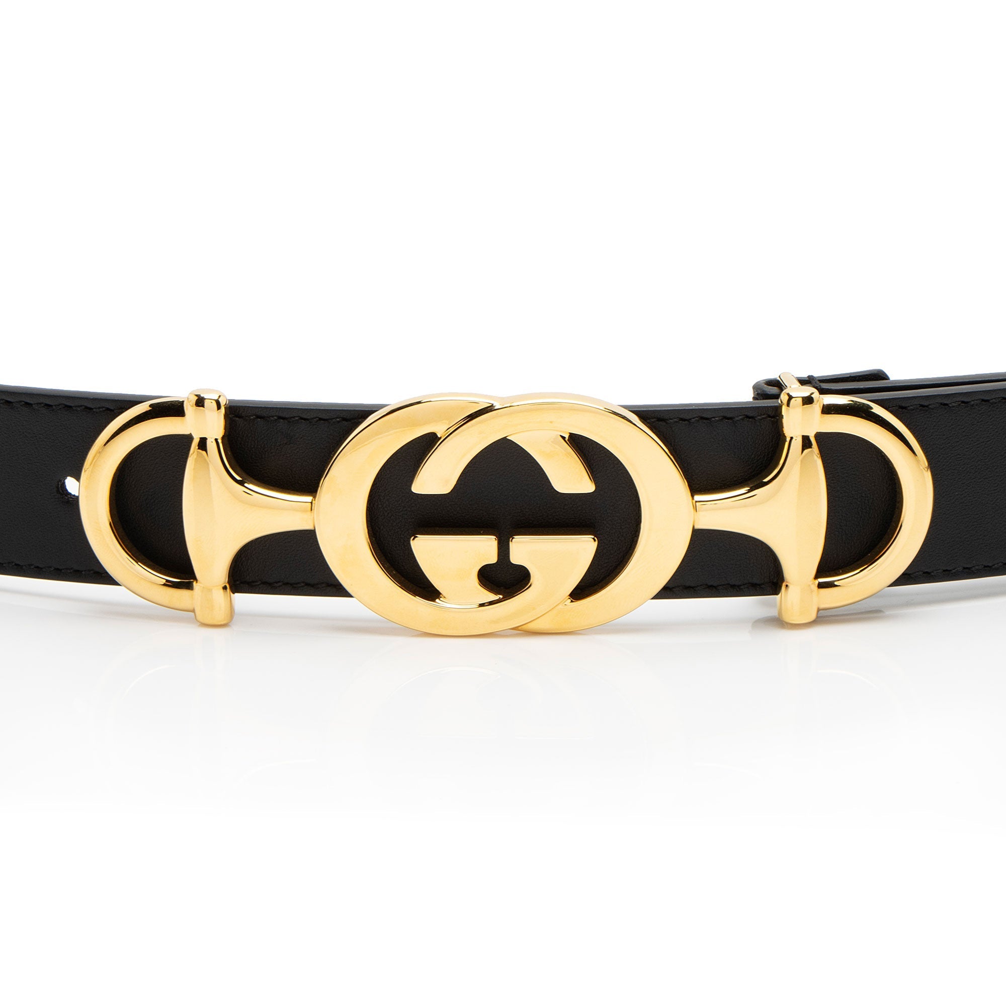 Gucci Leather GG Horsebit Belt - Size 32 / 80 (SHF-LymjNj)