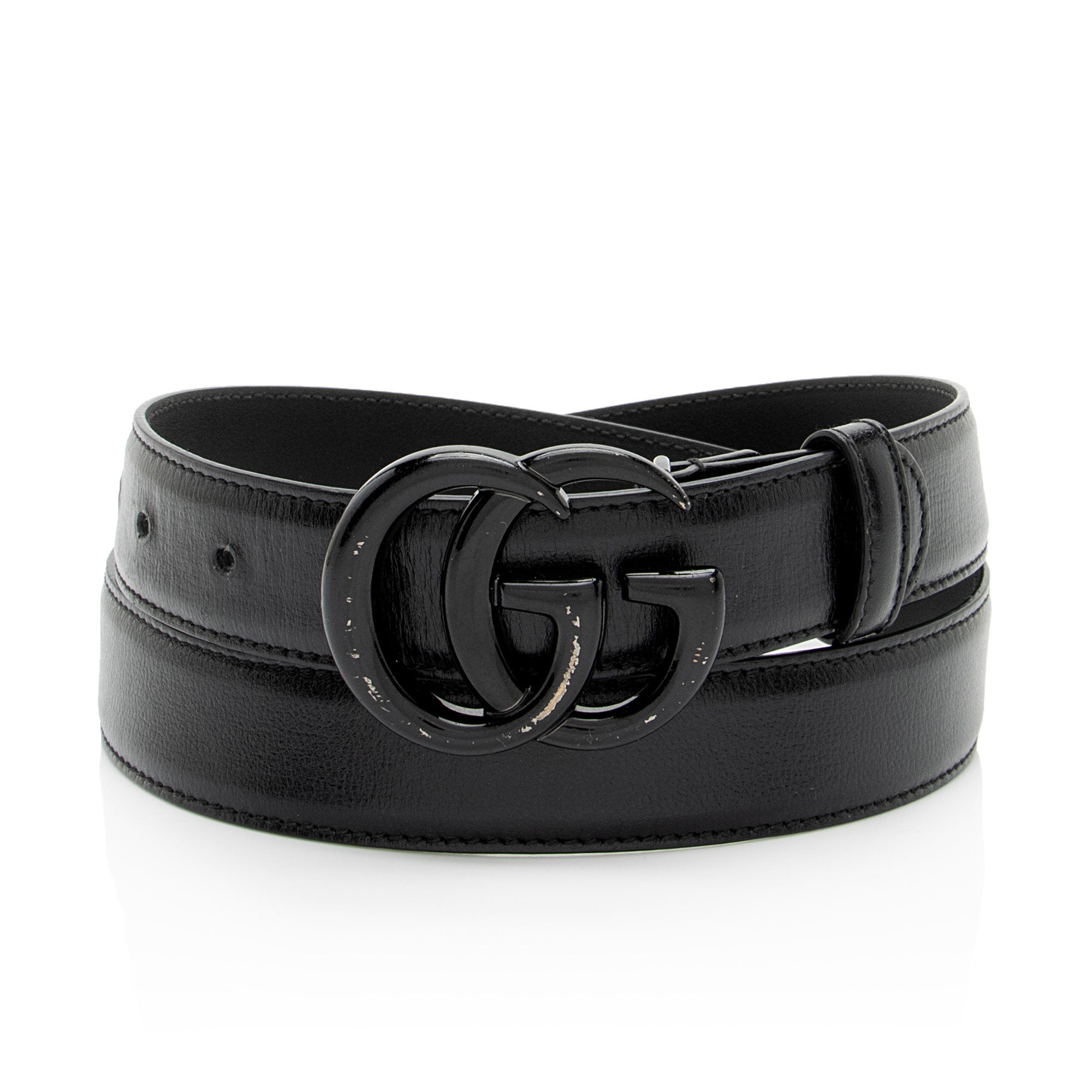 Gucci Leather GG Marmont Monochrome Belt - Size 34 / 85