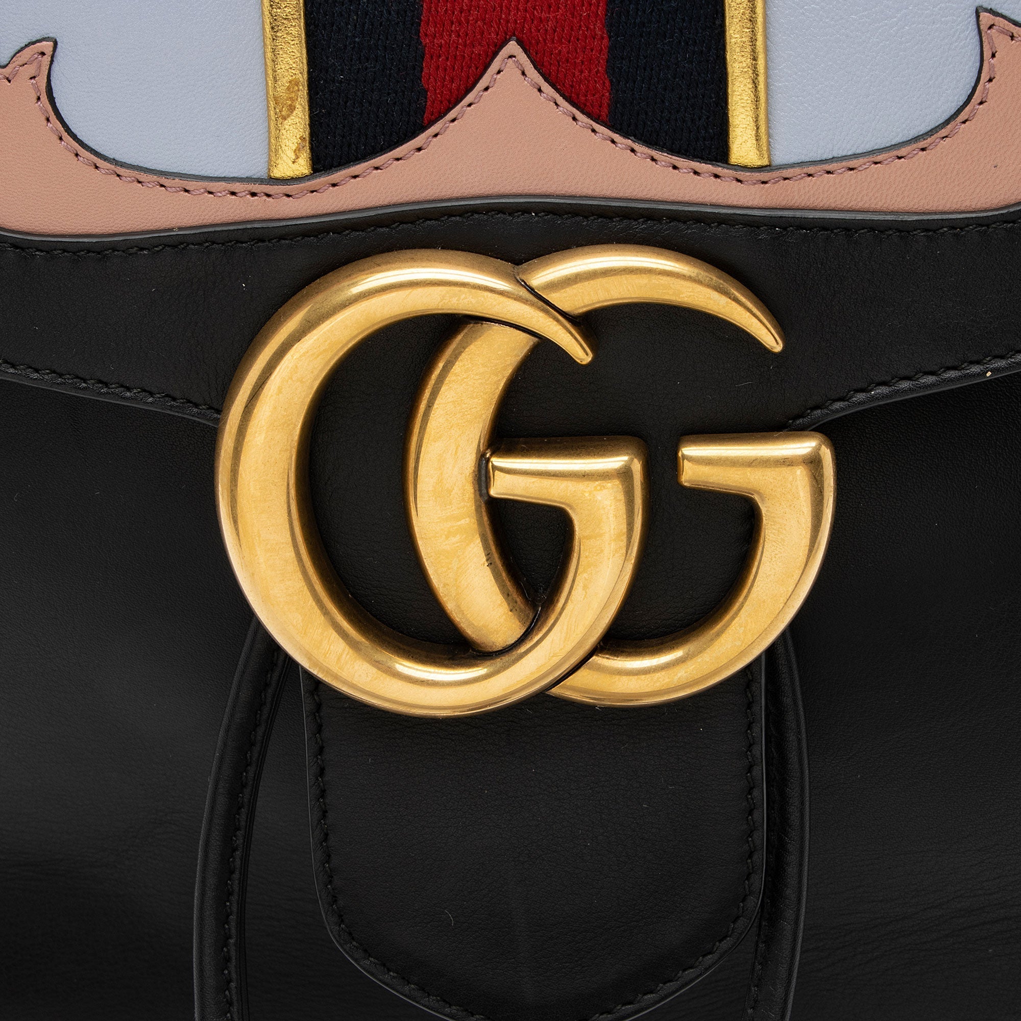 Gucci Leather GG Marmont Web Heart Star Flap Chain Backpack
