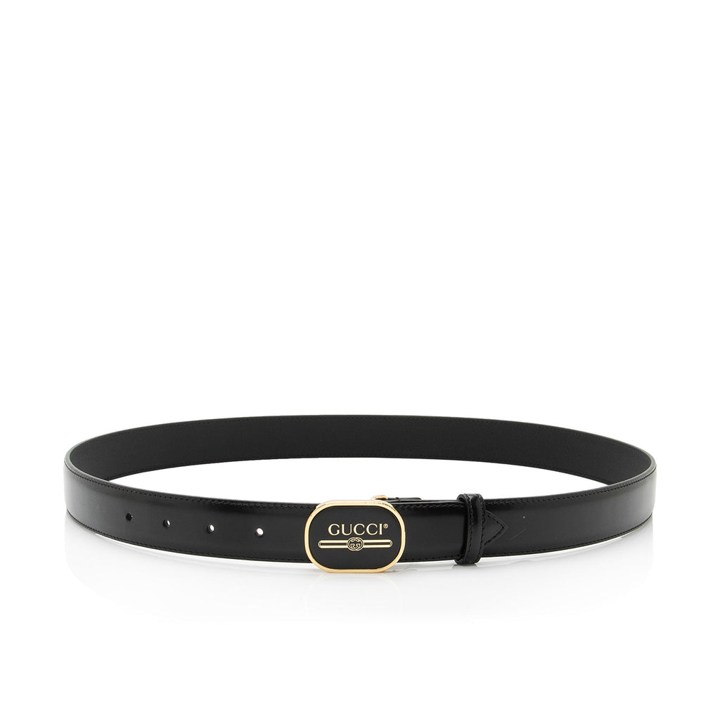 Gucci Leather Enamel Logo Belt - Size 38 / 95 (SHF-mDnVzm)