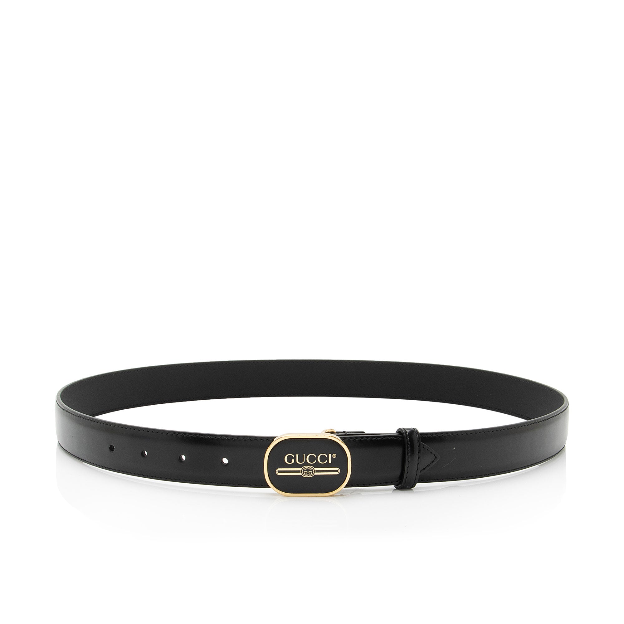 Gucci Leather Enamel Logo Belt - Size 38 / 95 (SHF-mDnVzm)