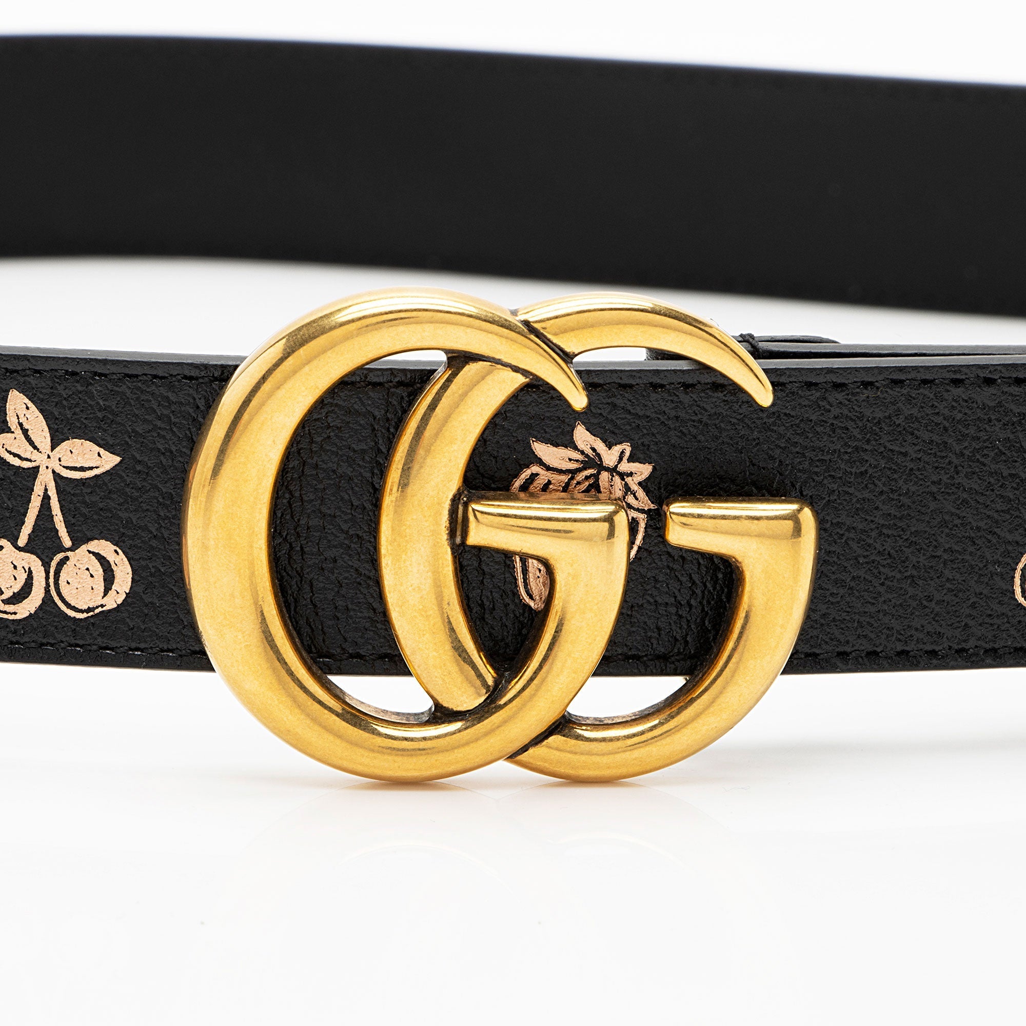 Gucci Leather Strawberry Cherry GG Marmont Belt - Size 36 / 90