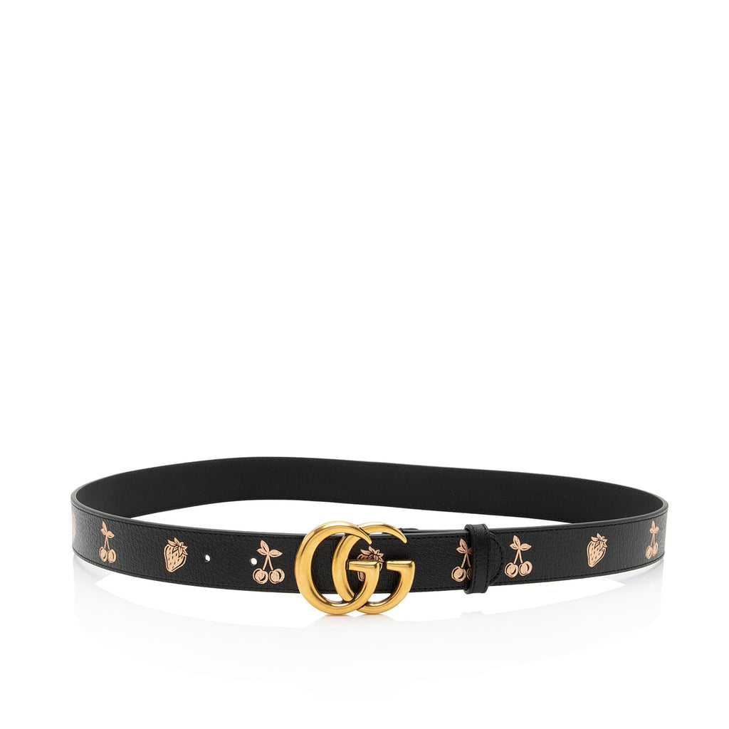 Gucci Leather Strawberry Cherry GG Marmont Belt - Size 36 / 90