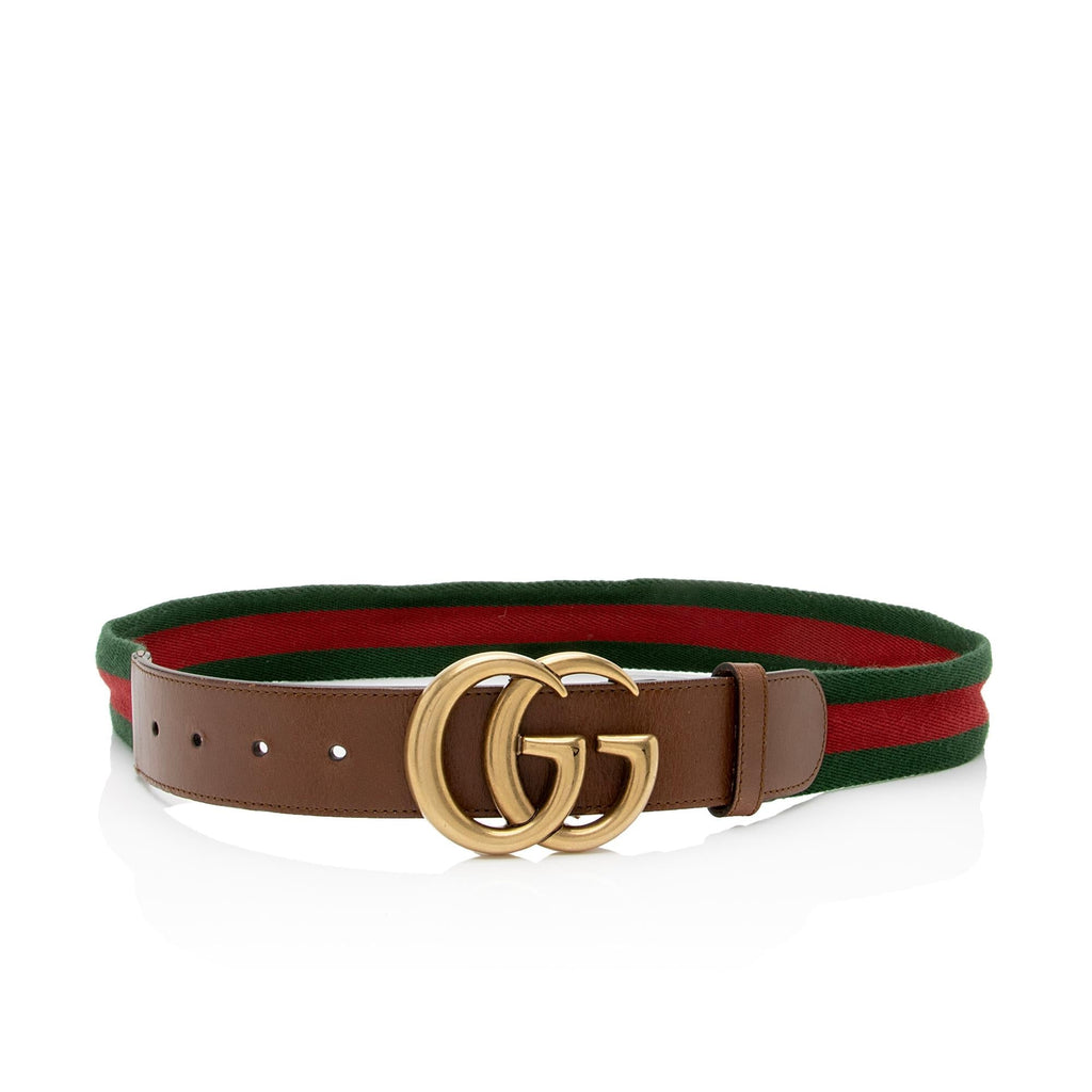 Gucci Leather Web GG Marmont Belt - Size 32 / 80 (SHF-6tfhZK)