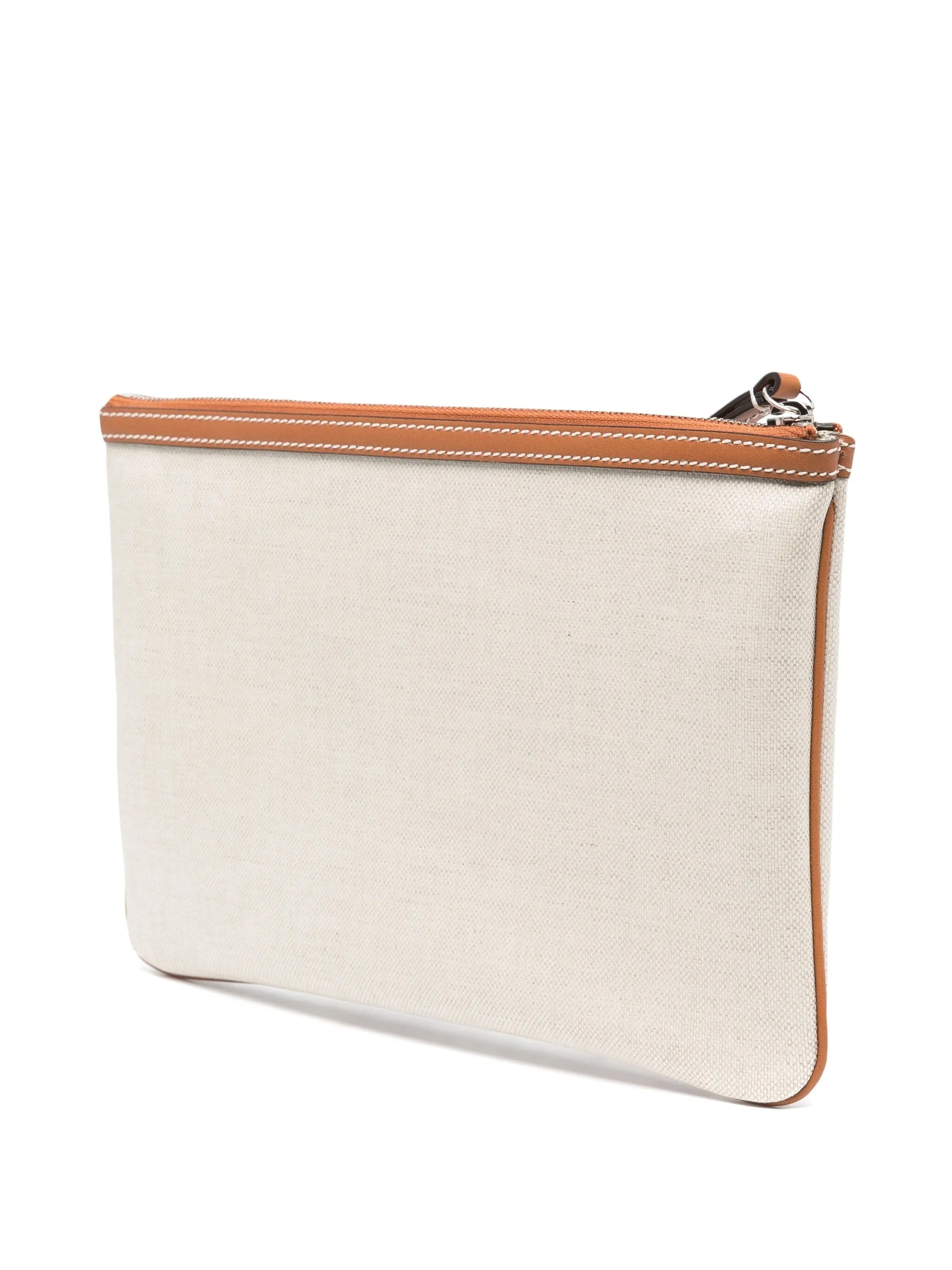 GUCCI LOGO PRINT CANVAS & LEATHER CLUTCH WRISTLET