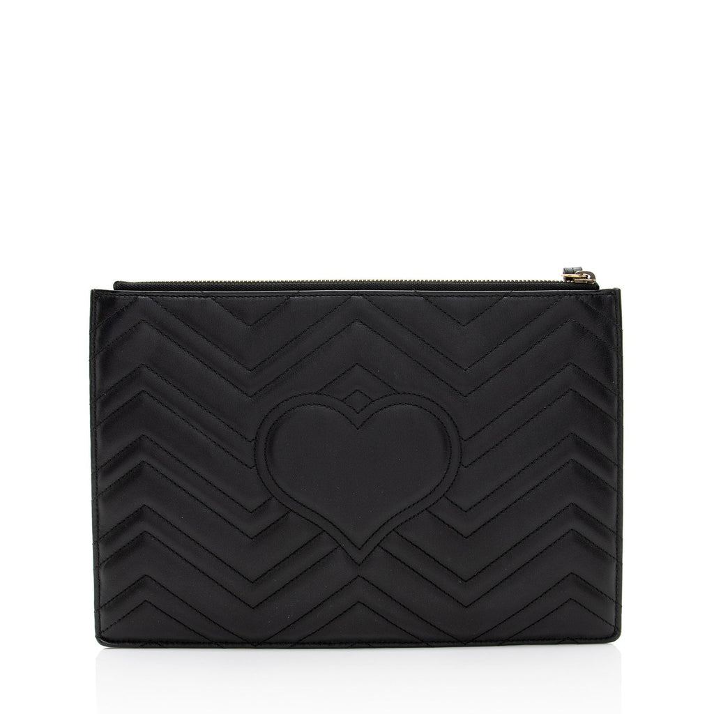 Gucci Matelasse Leather GG Marmont Animal Studs Clutch
