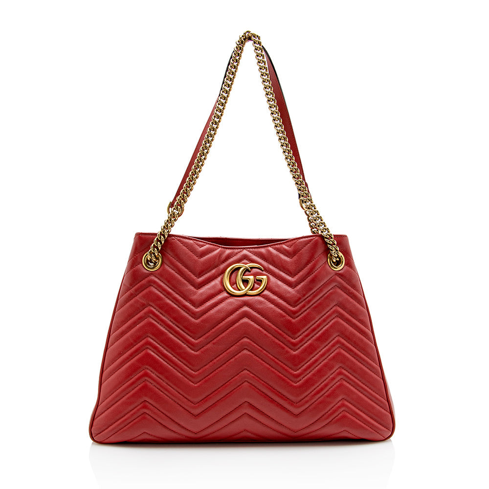 Gucci Matelasse Leather GG Marmont Medium Shoulder Bag (SHF-16326)