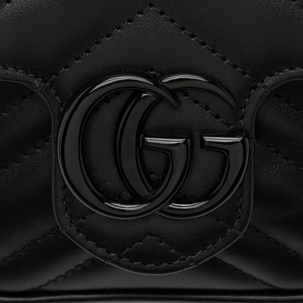 Gucci Matelasse Leather GG Marmont Monochrome Square Chain Belt Bag