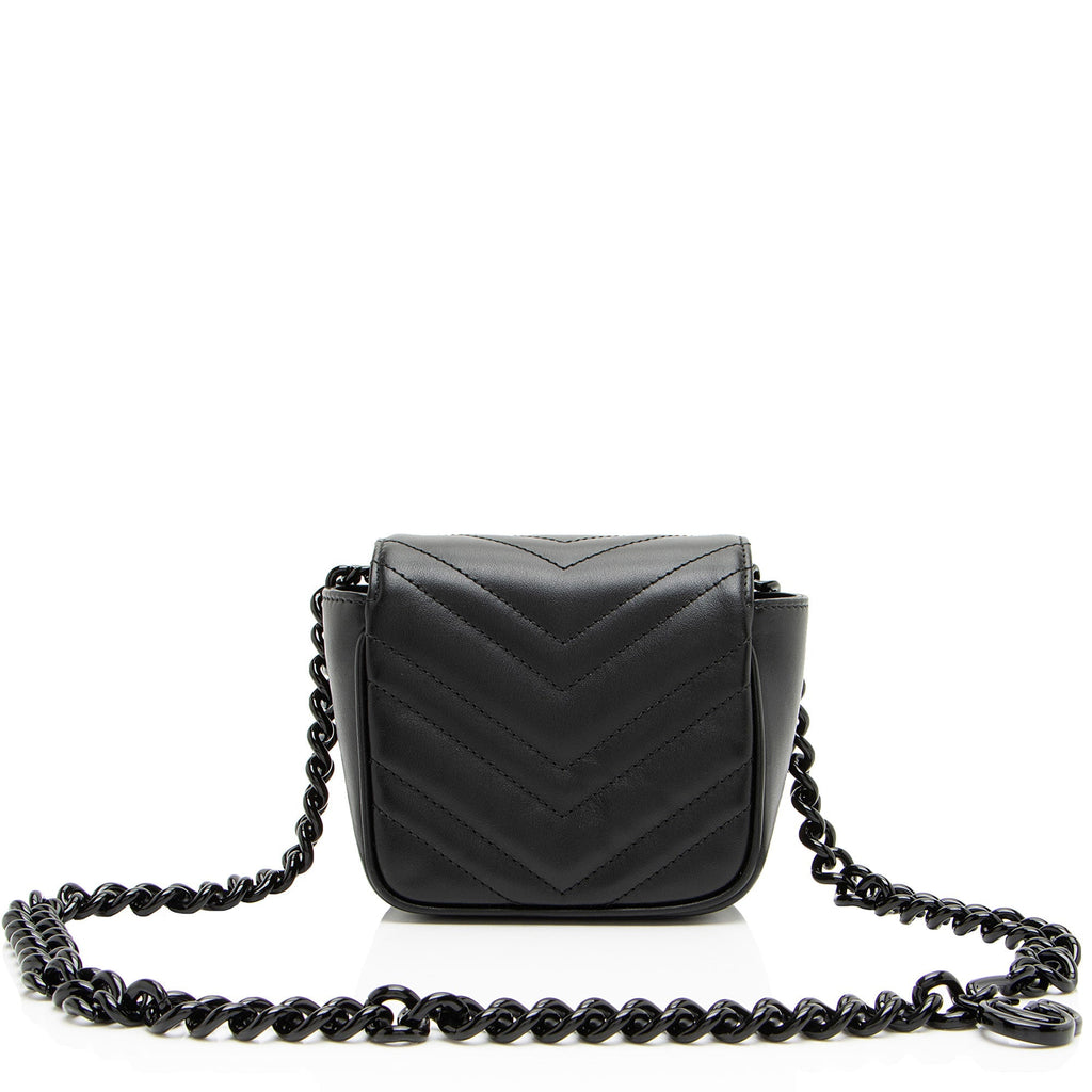Gucci Matelasse Leather GG Marmont Monochrome Square Chain Belt Bag