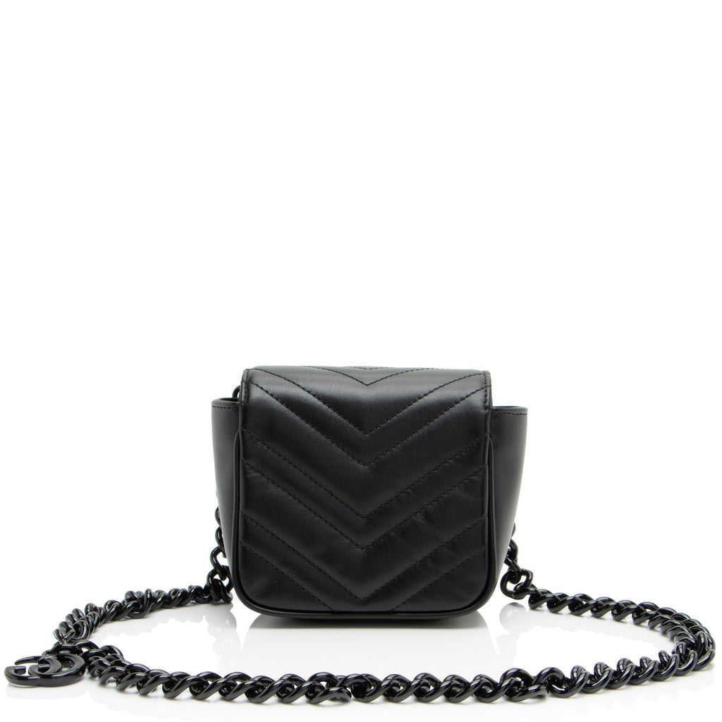 Gucci Matelasse Leather GG Marmont Monochrome Square Chain Belt Bag