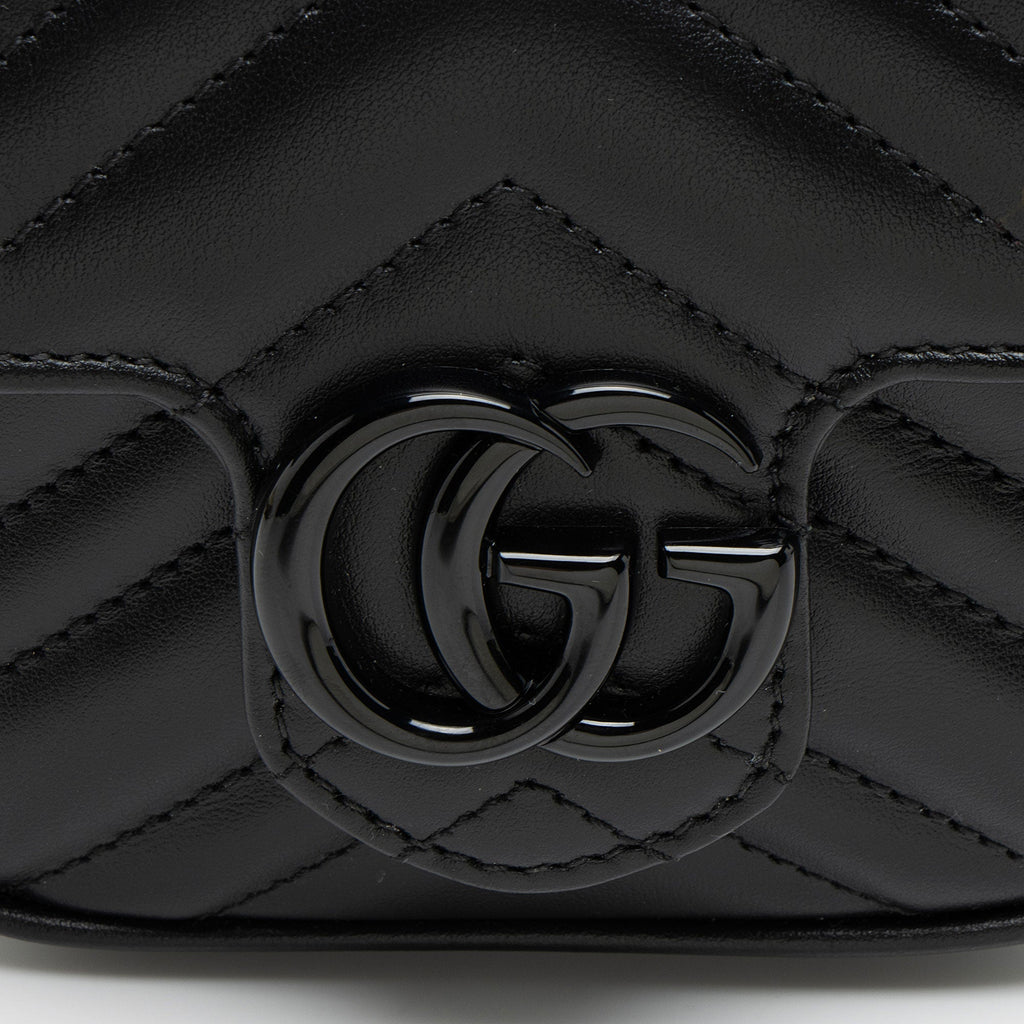Gucci Matelasse Leather GG Marmont Monochrome Square Chain Belt Bag