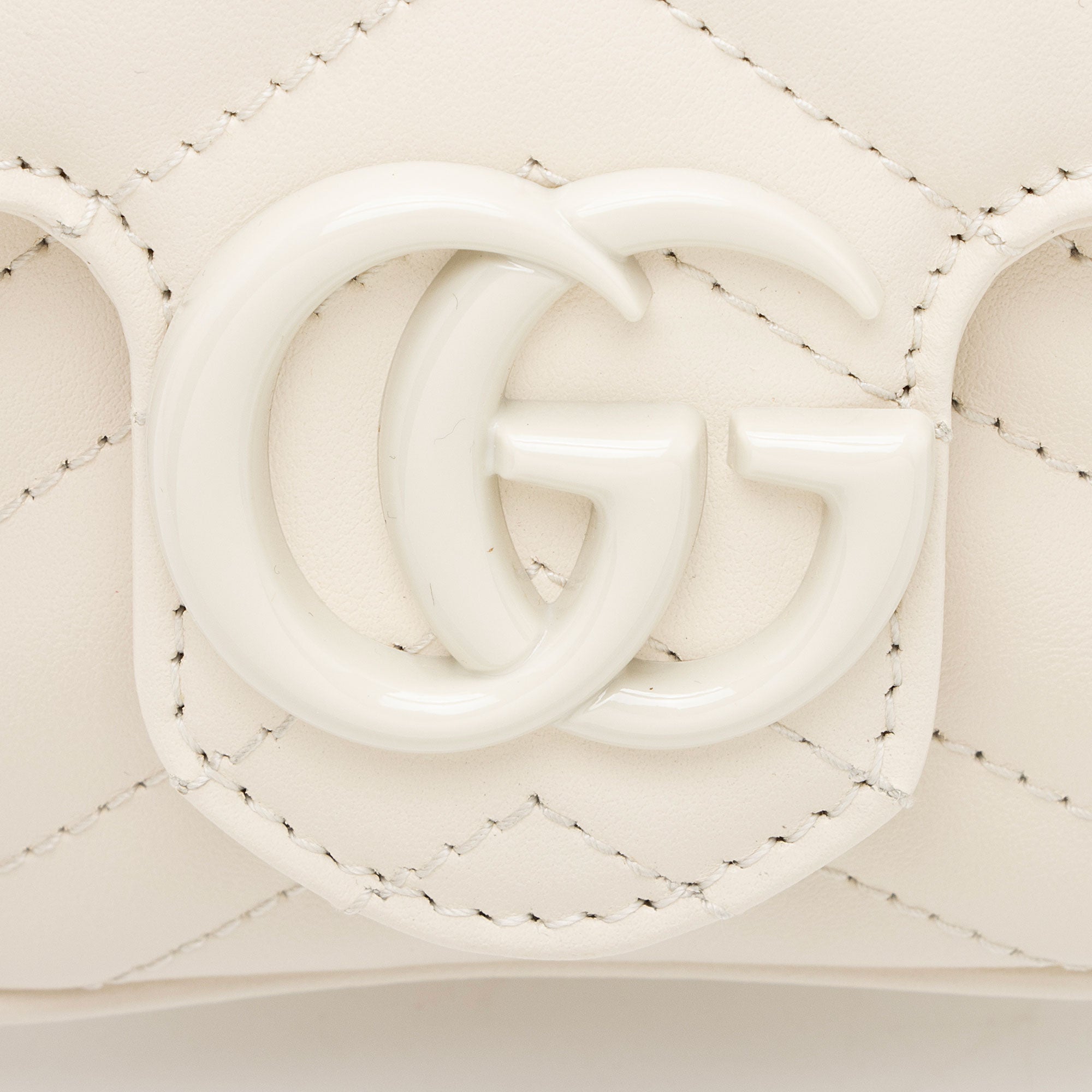 Gucci Matelasse Leather GG Marmont Monochrome Square Chain Belt Bag