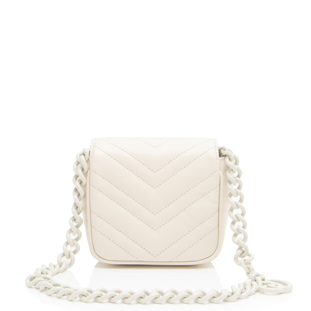 Gucci Matelasse Leather GG Marmont Monochrome Square Chain Belt Bag