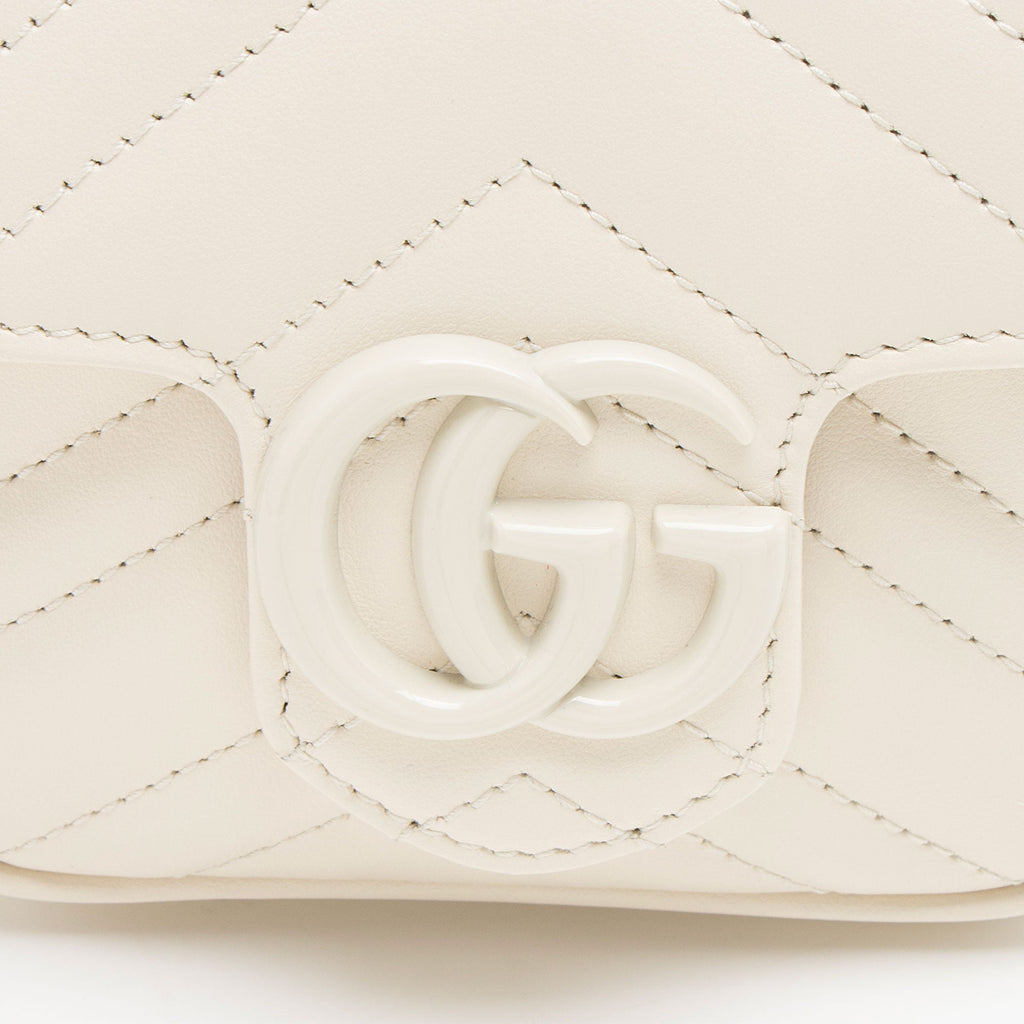 Gucci Matelasse Leather GG Marmont Monochrome Square Chain Belt Bag