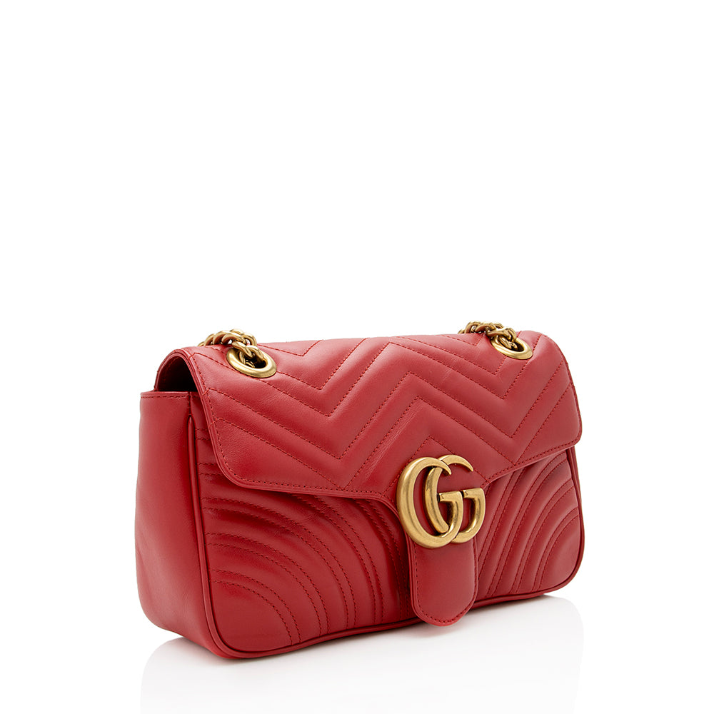 Gucci Matelasse Leather GG Marmont Small Flap Shoulder Bag (SHF-13400)