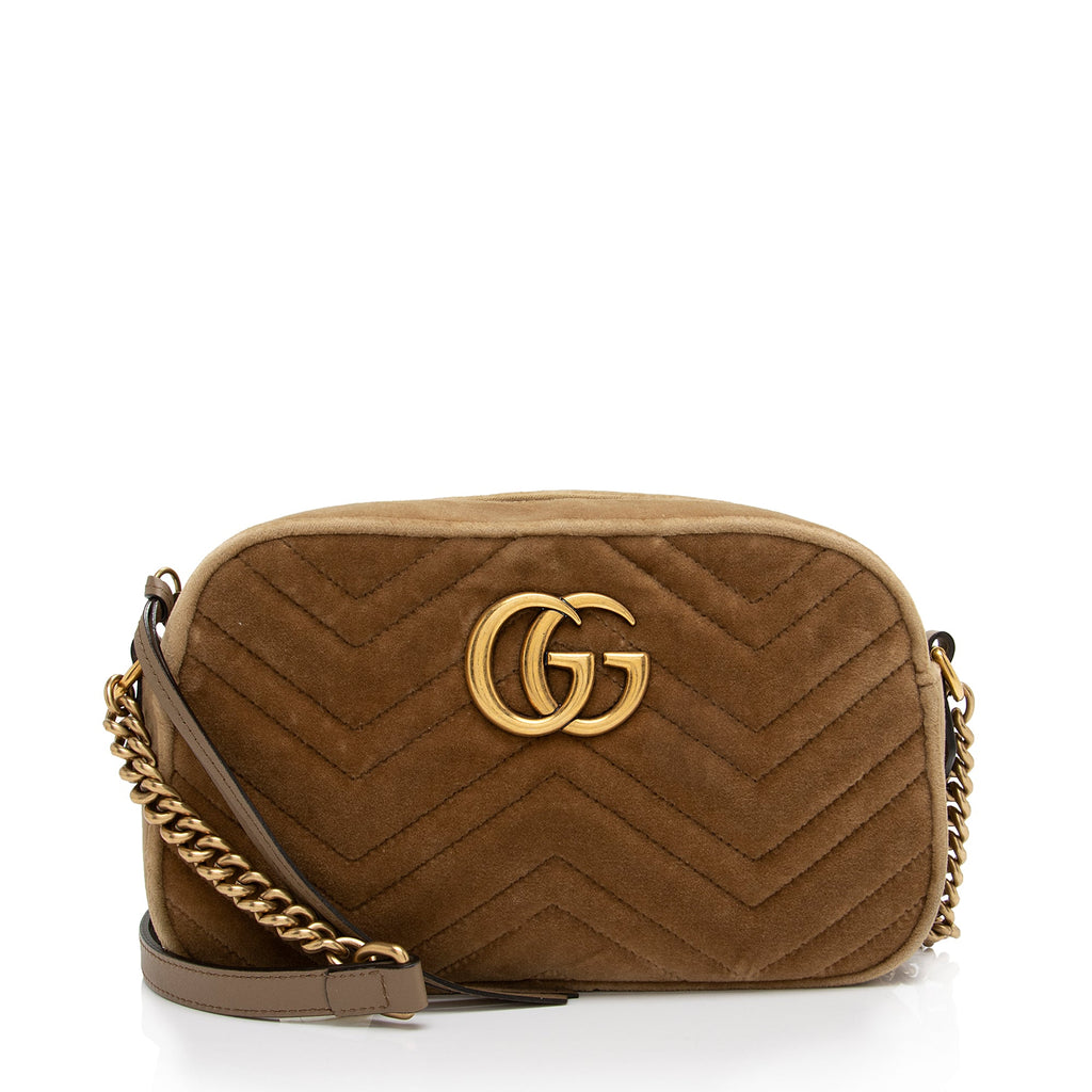 Gucci Matelasse Velvet GG Marmont Small Shoulder Bag (SHF-5JLMQ6)